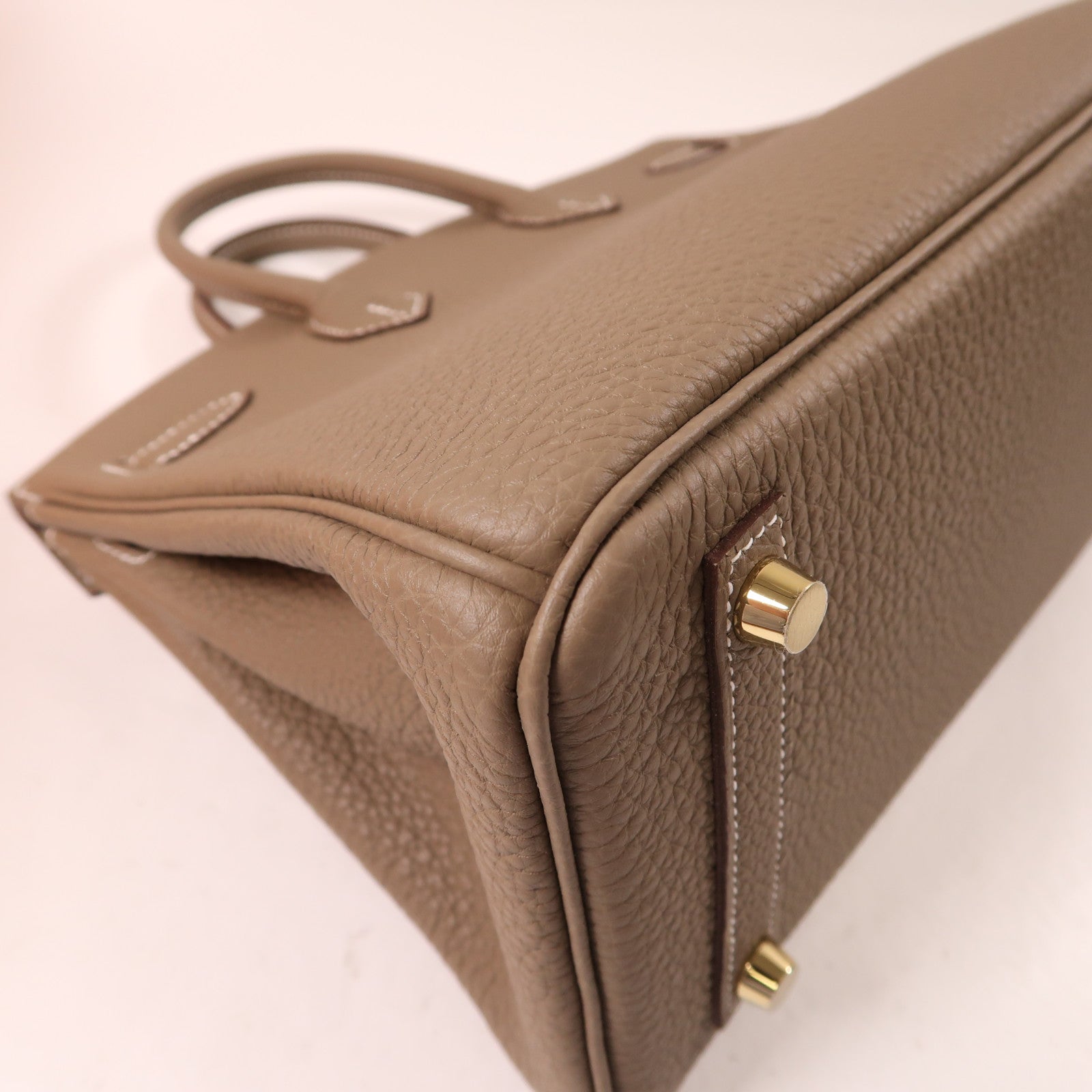 HERMES (PRICE DOWN) GHW Birkin 25 Handbag Togo Leather Etoupe Gray