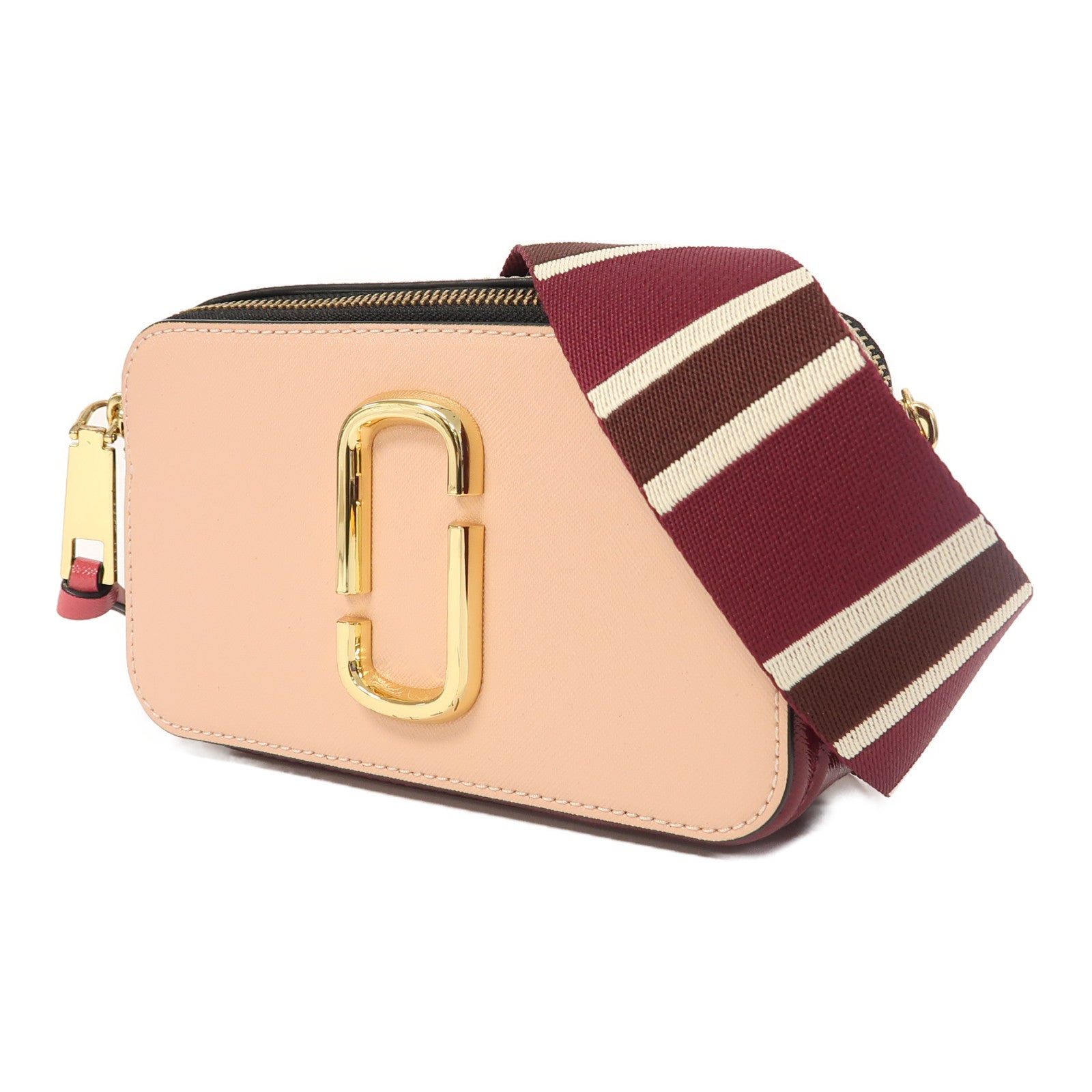 MARC JACOBS 牛皮皮革Small Camera Bag金扣肩背袋粉紅色/梅子色