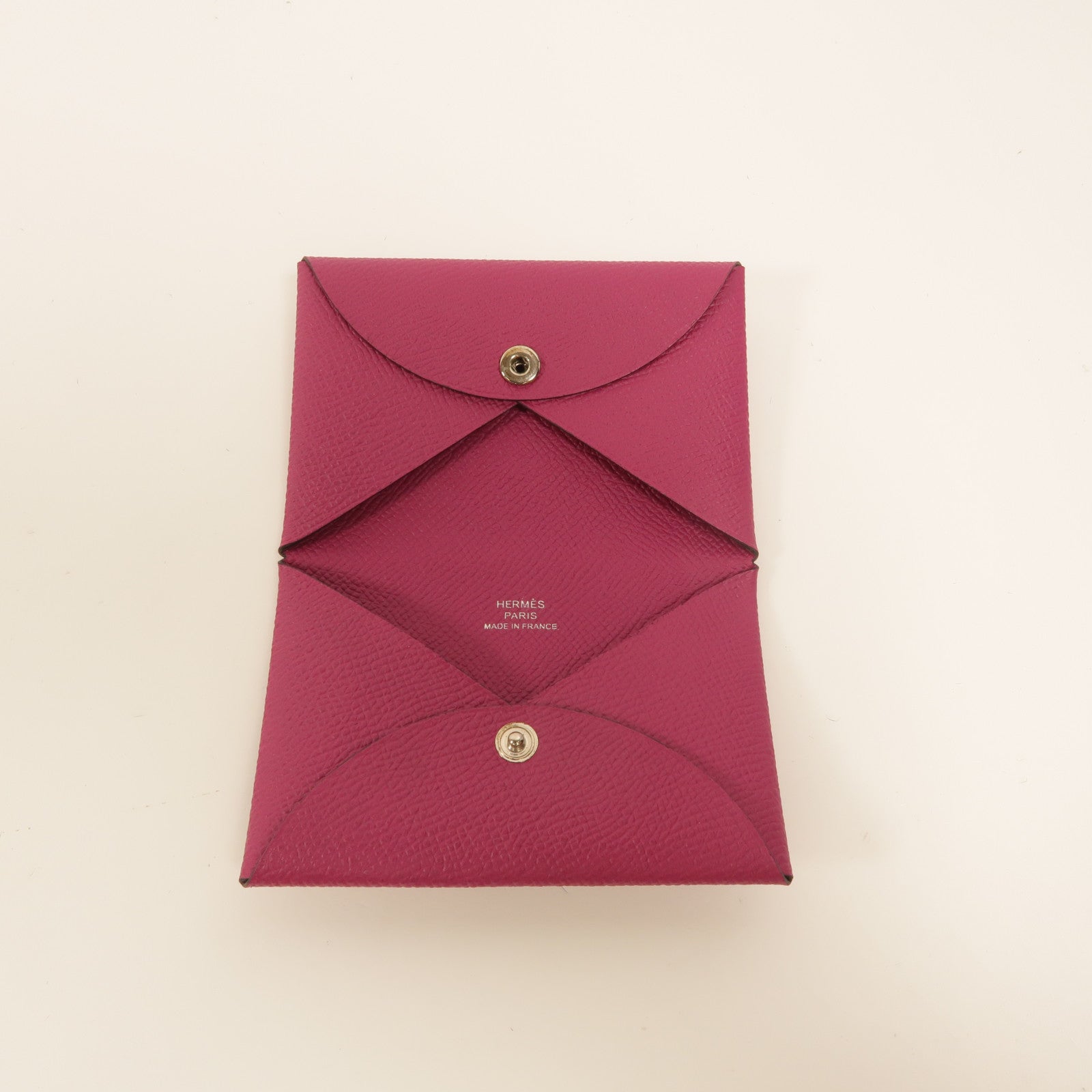 HERMES Epsom皮革Calvi卡片套Rose Pourpre