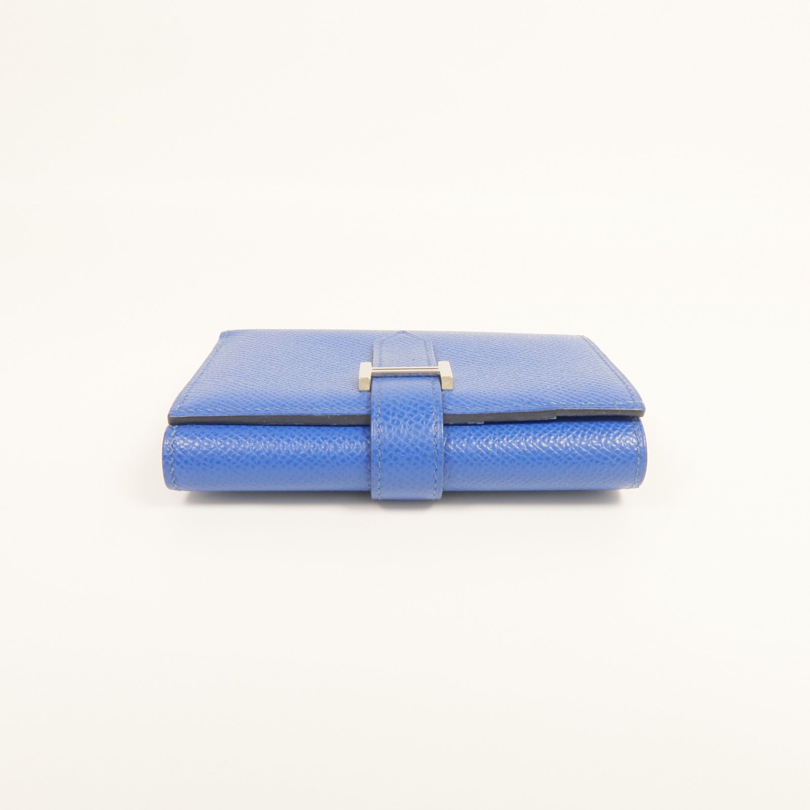 HERMES Epsom皮革Bearn Verso Wallet銀扣錢包Bleu Saphir
