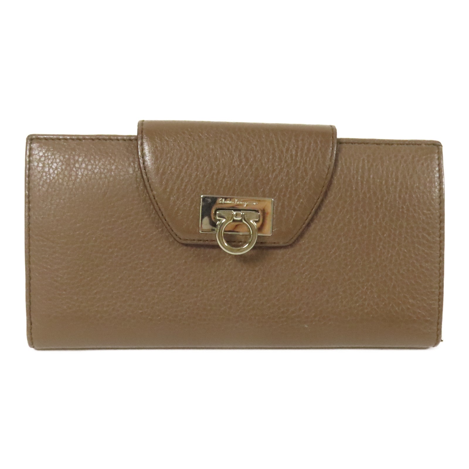Salvatore Ferragamo 【激減優惠】牛皮皮革Long Bifold Wallet銀扣長錢包