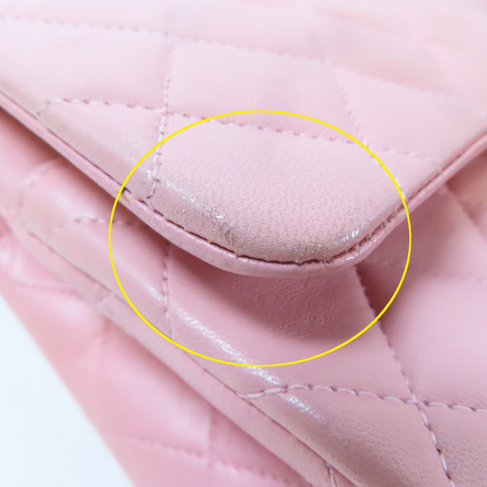 CHANEL 菱格羊皮皮革Chain Shoulder Bag金扣鏈帶肩背袋粉紅色