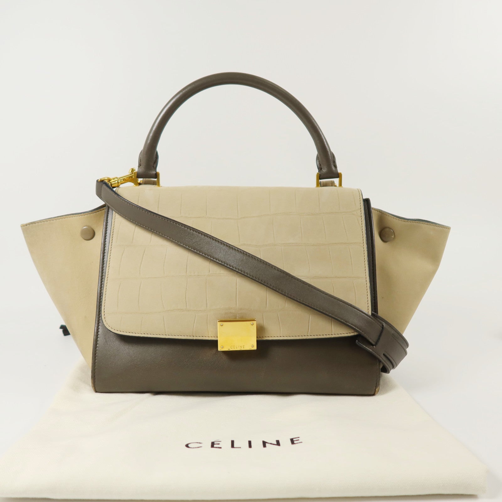 CELINE 牛皮皮革Trapeze金扣手挽肩背兩用袋