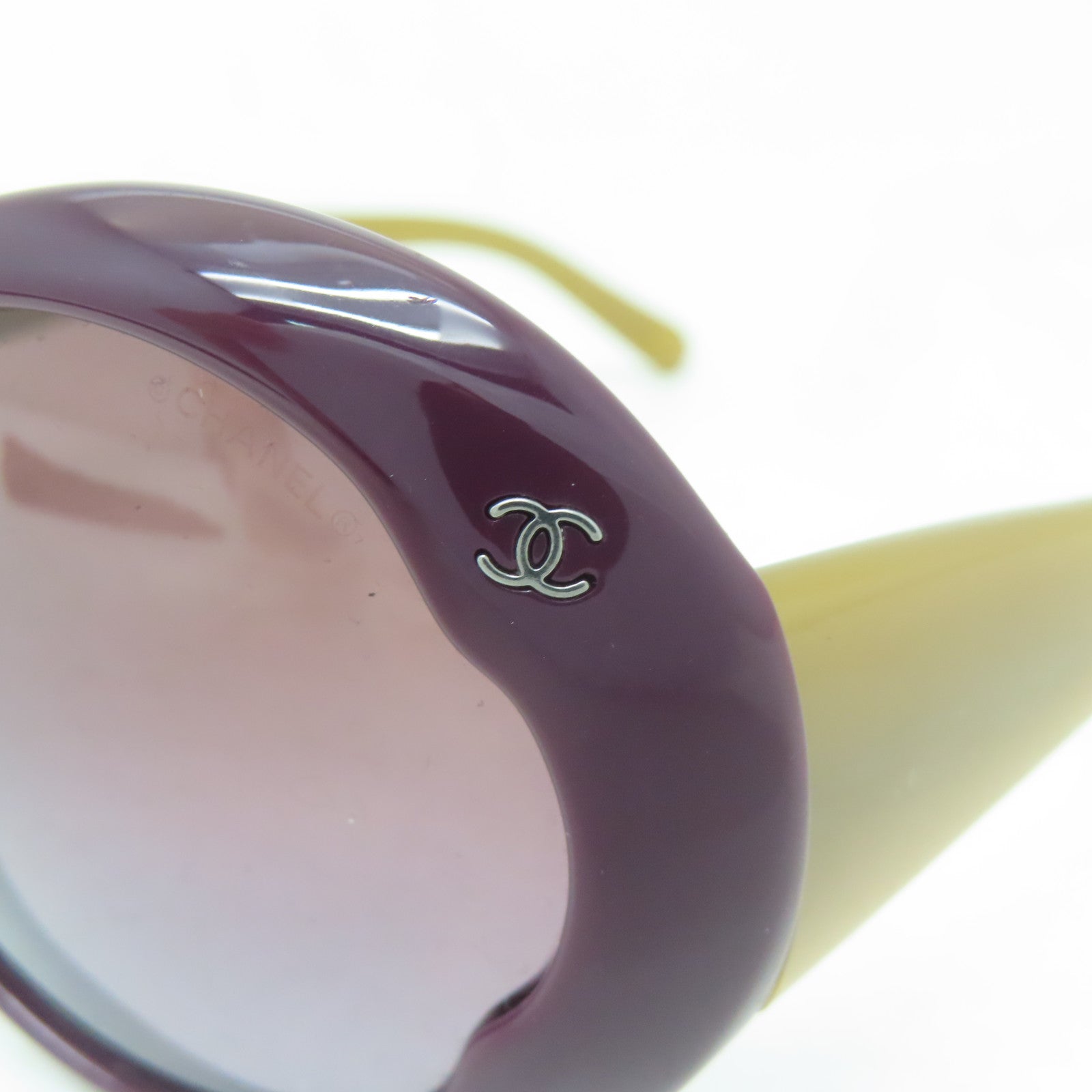 CHANEL 【激減優惠】PVC Sunglasses銀扣太陽眼鏡紫色/芥末色