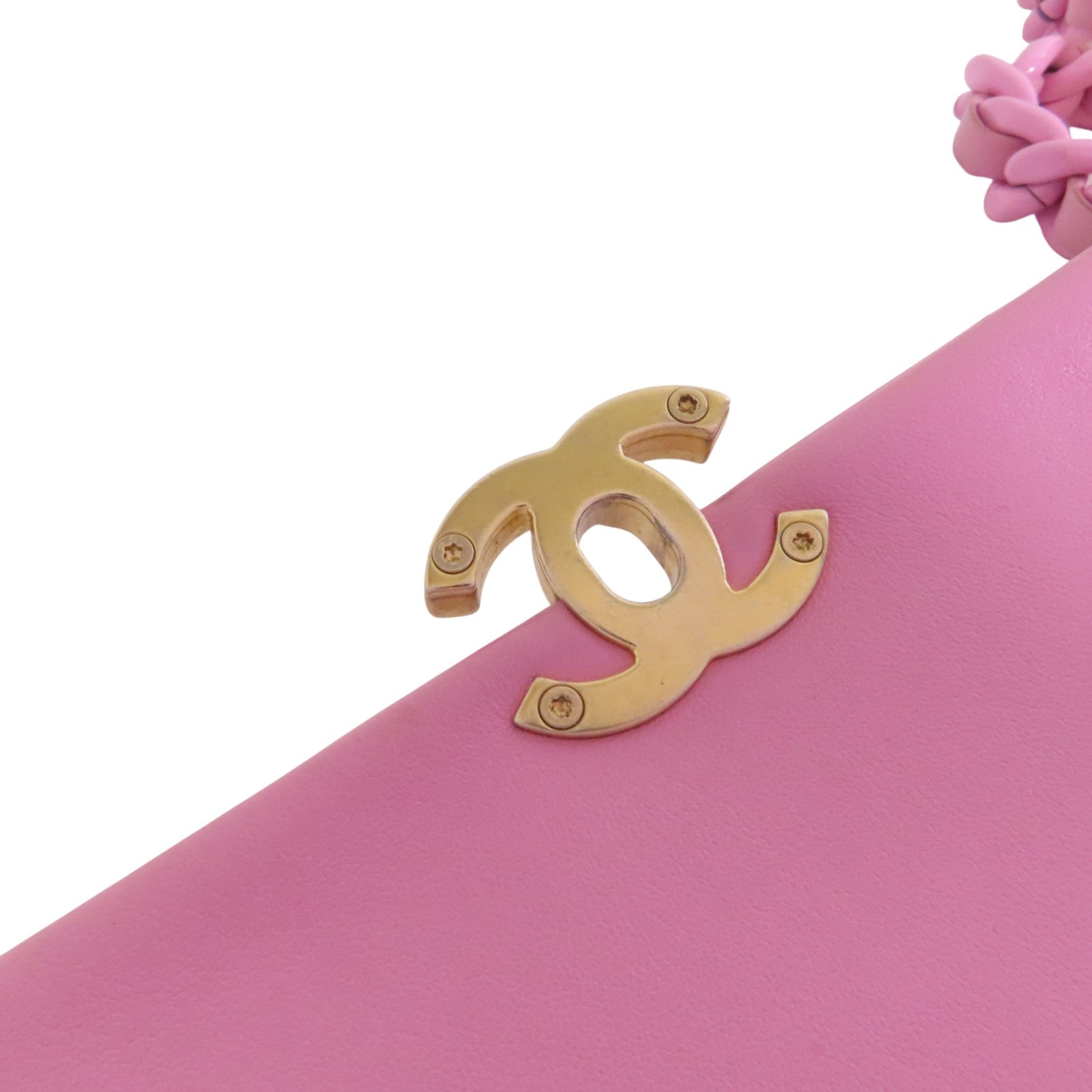 CHANEL 羊皮皮革Chain Shoulder金扣鏈帶肩背袋