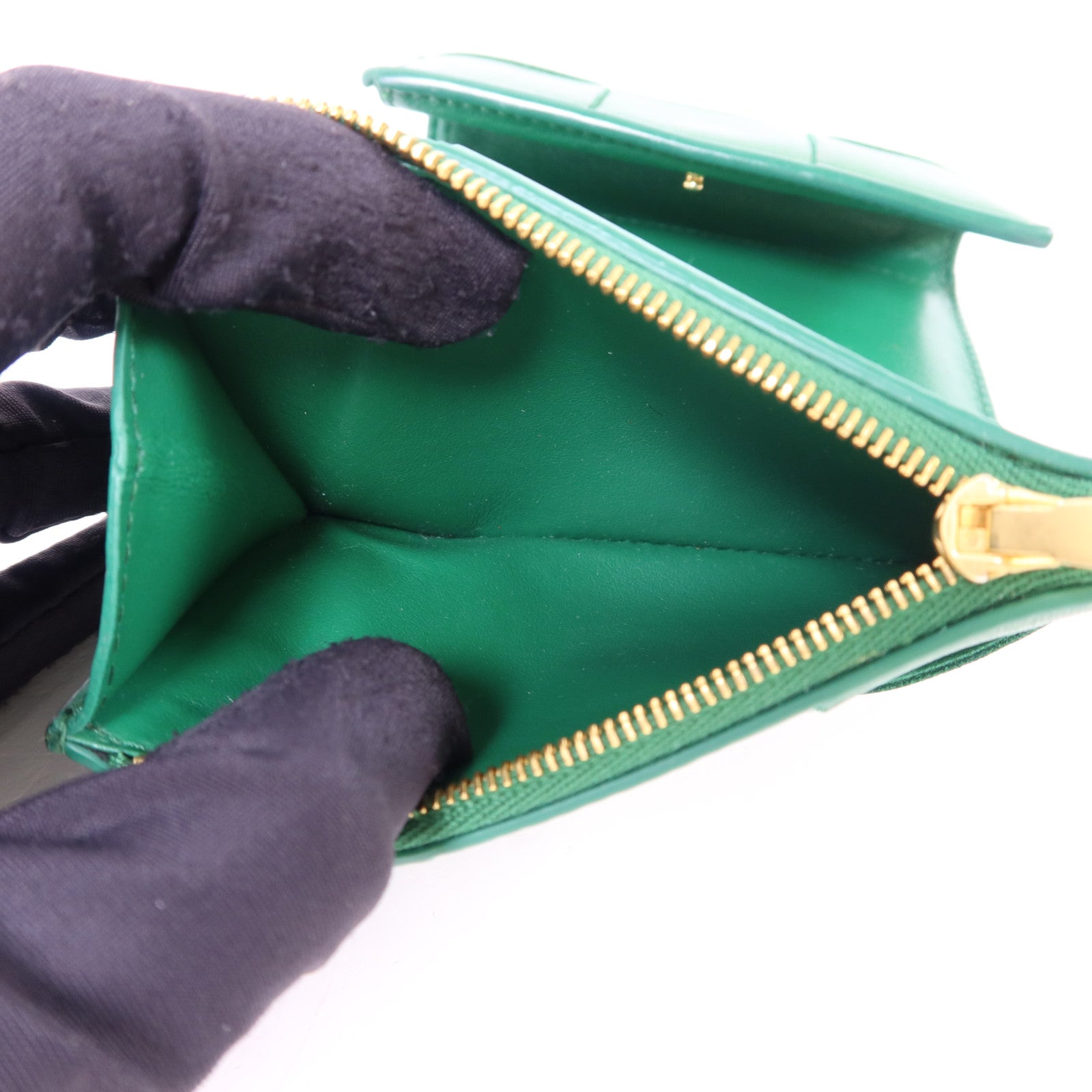 BOTTEGA VENETA 羊皮皮革Cassette Trifold Short Wallet金扣錢包