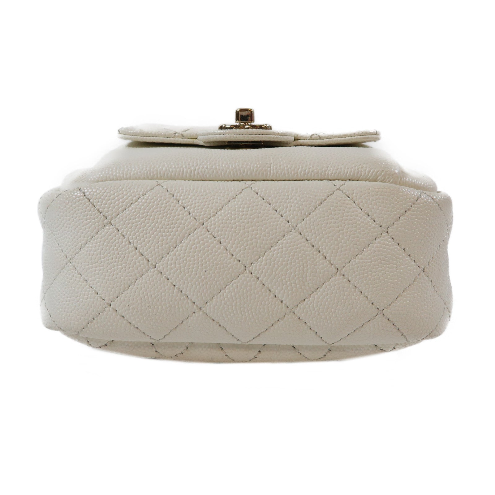 CHANEL 【激減優惠】菱格Caviar皮革CC Day Camera Case金扣鏈帶肩背袋白色
