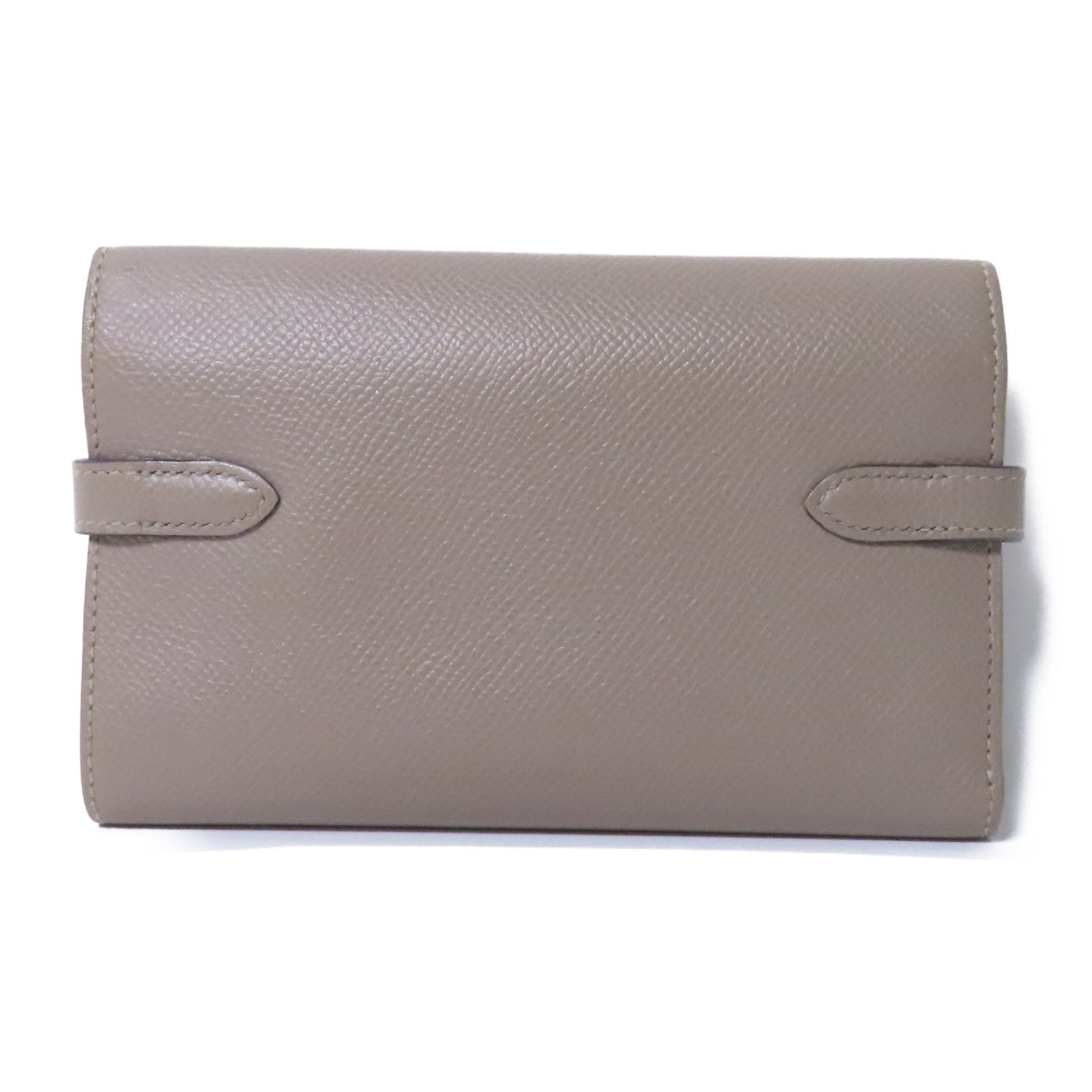 HERMES 【激減優惠】Epsom皮革Kelly Compact Wallet銀扣錢包啡色