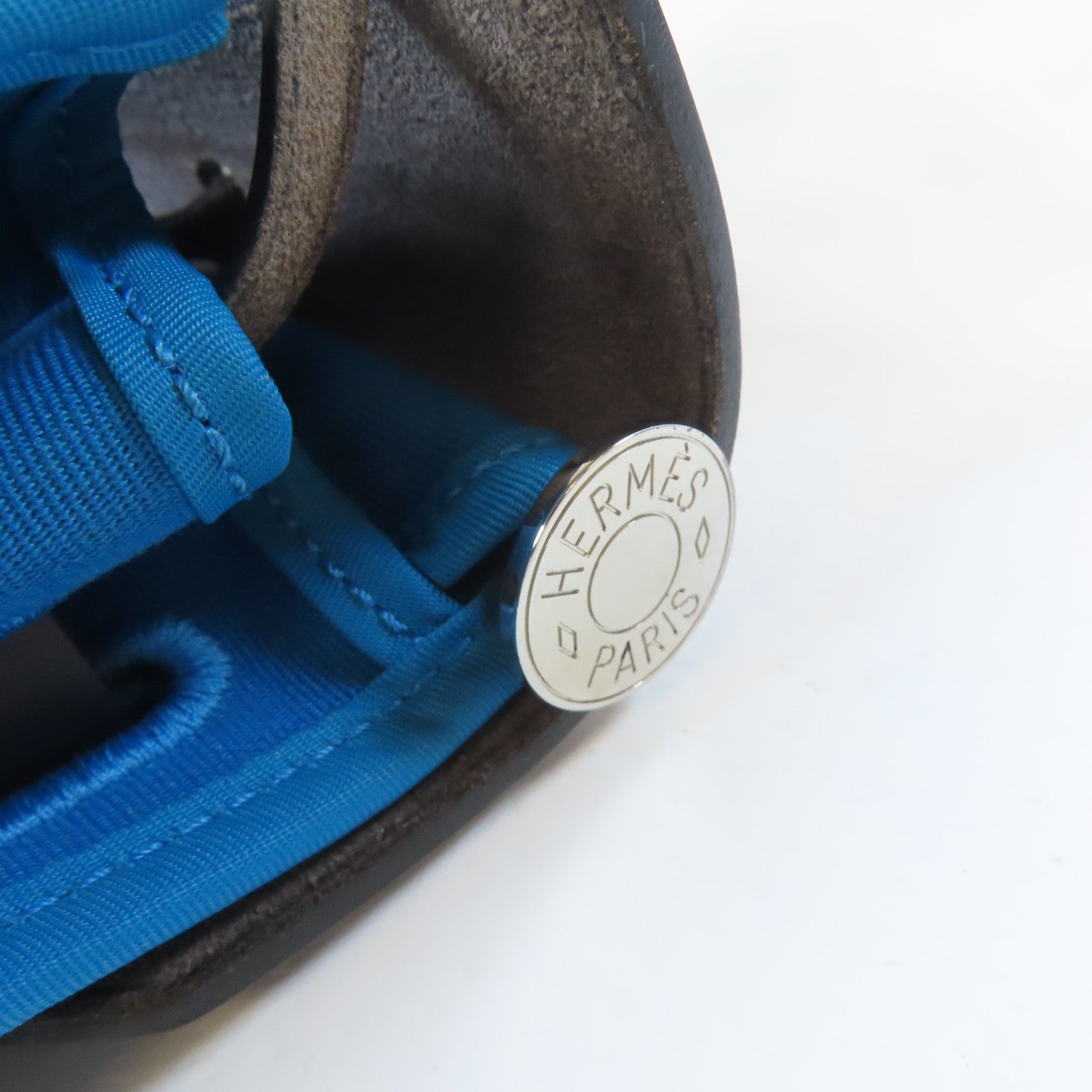 HERMES 帆布Herbag銀扣手挽肩背兩用袋藍色