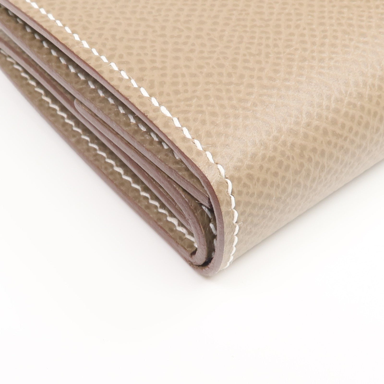 HERMES 【激減優惠】Epsom皮革Bearn Mini Wallet金扣錢包Etoupe