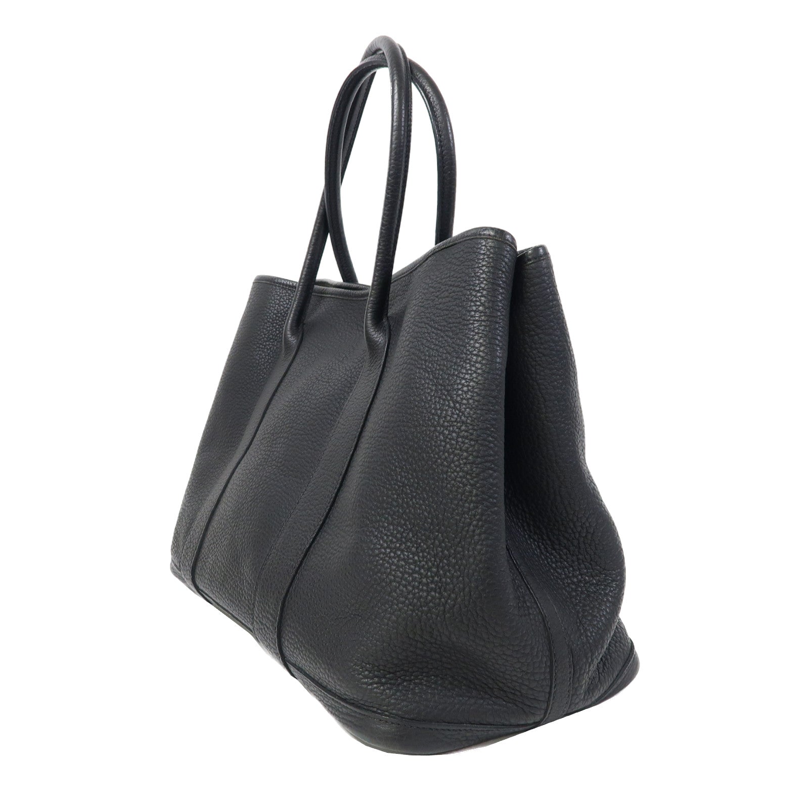 HERMES Negonda皮革Garden Party PM銀扣手挽袋黑色