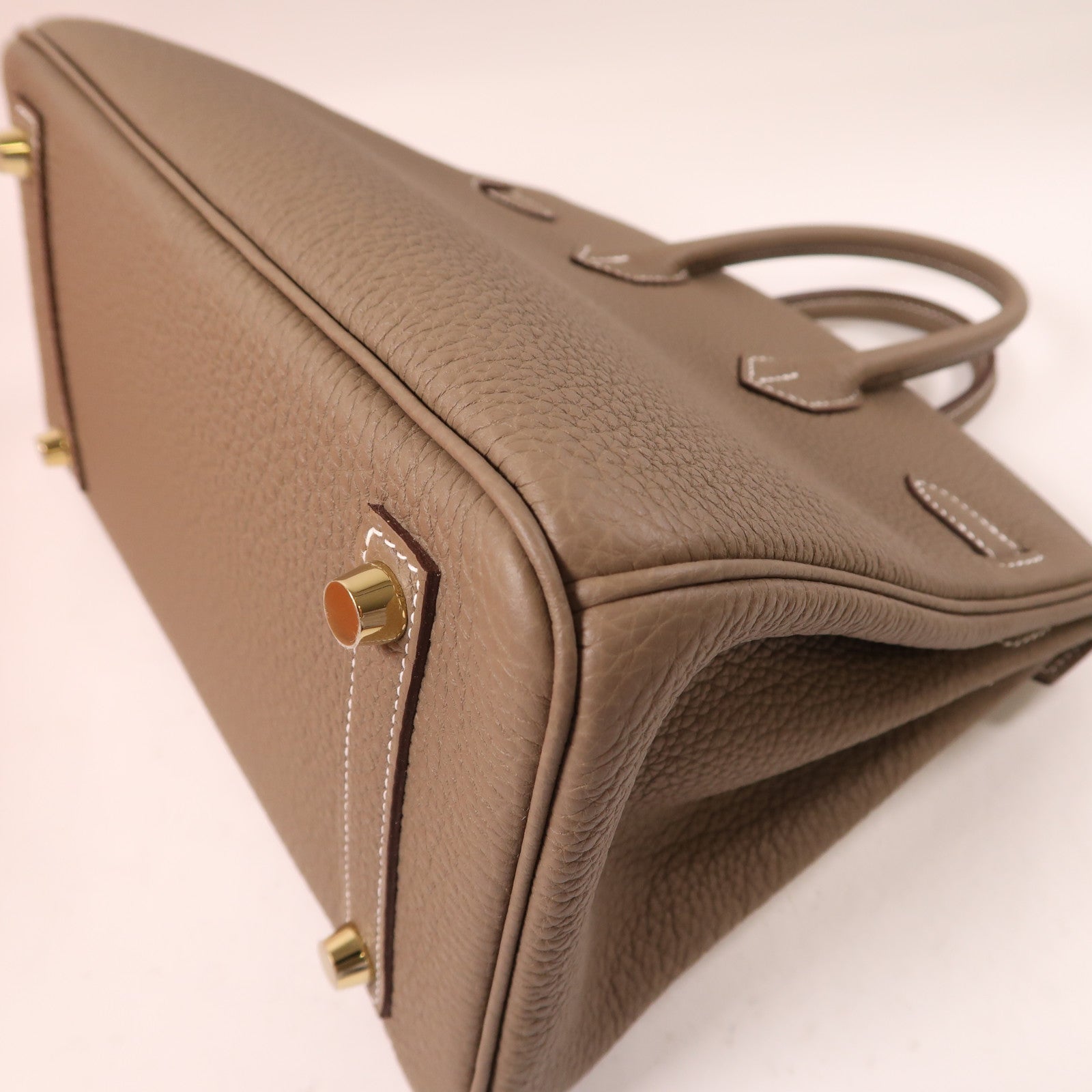 HERMES (PRICE DOWN) GHW Birkin 25 Handbag Togo Leather Etoupe Gray