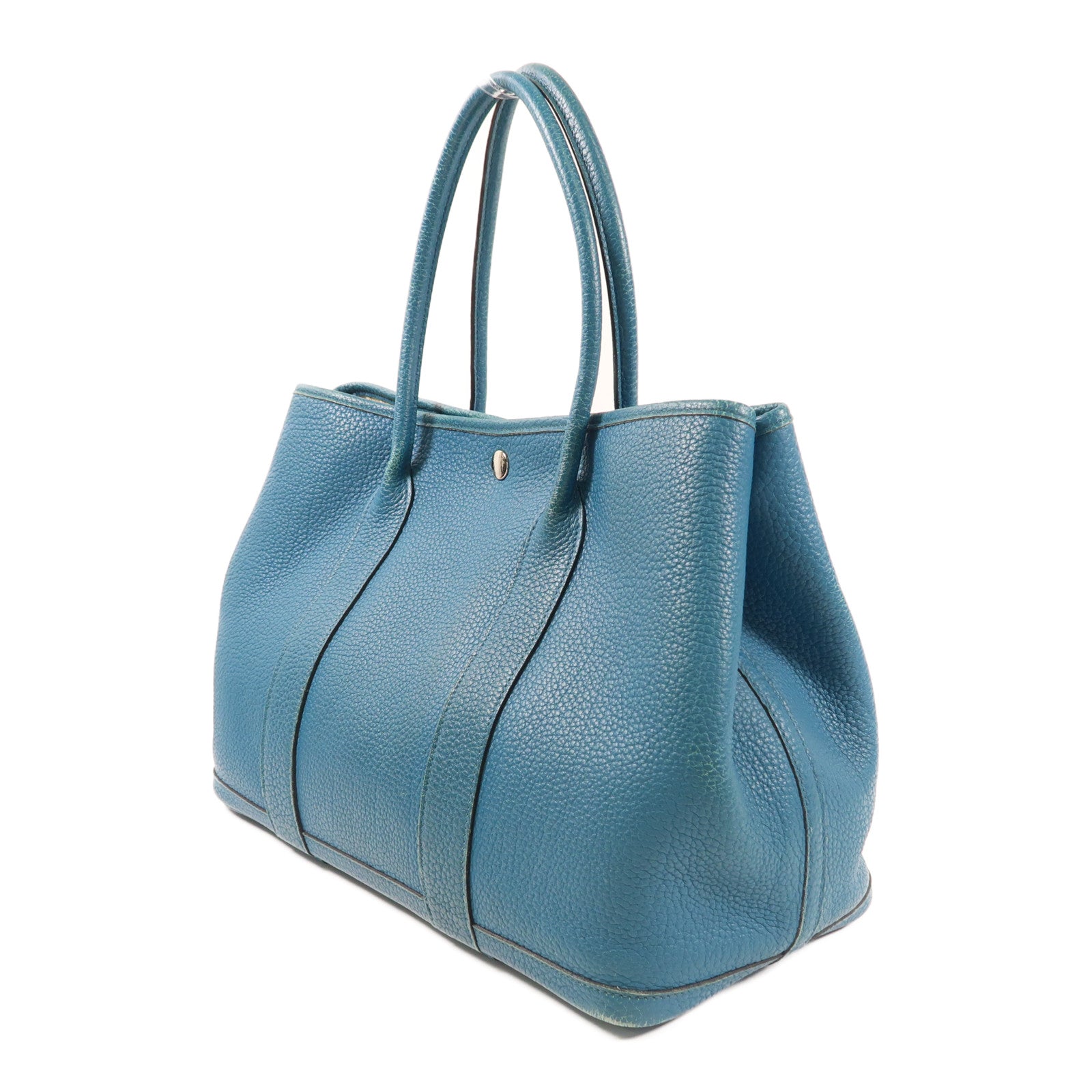 HERMES【激減優惠】 Negonda皮革Garden Party PM銀扣手挽袋Cobalt