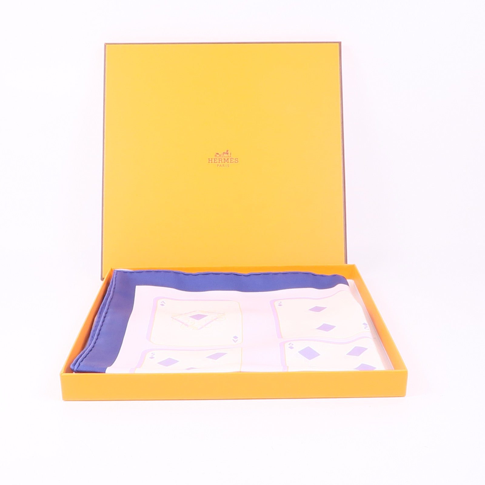 HERMES Scarf Scarves 003169S Silk Purple Blue White