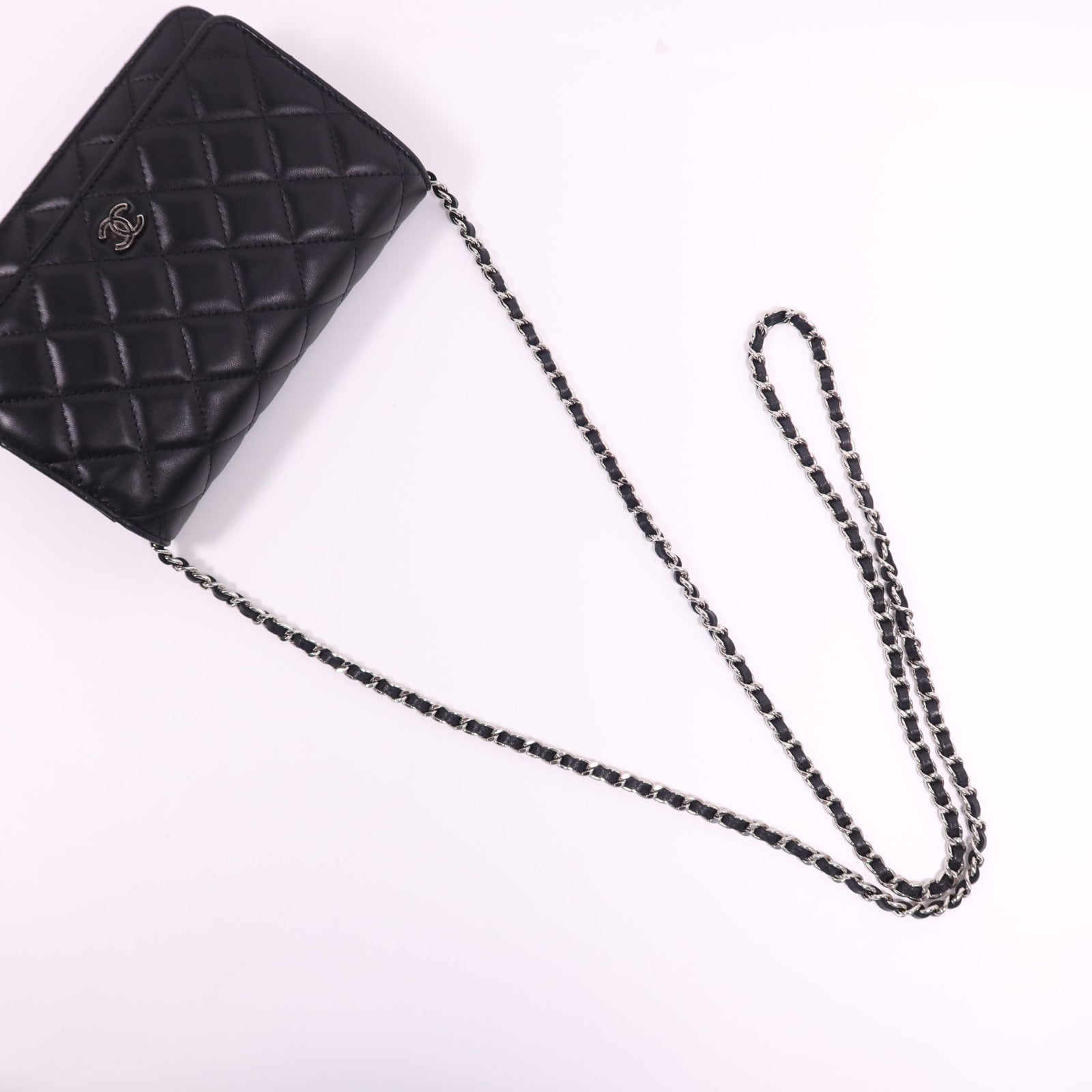 CHANEL 羊皮皮革WOC Wallet On Chain銀扣鏈帶肩背袋