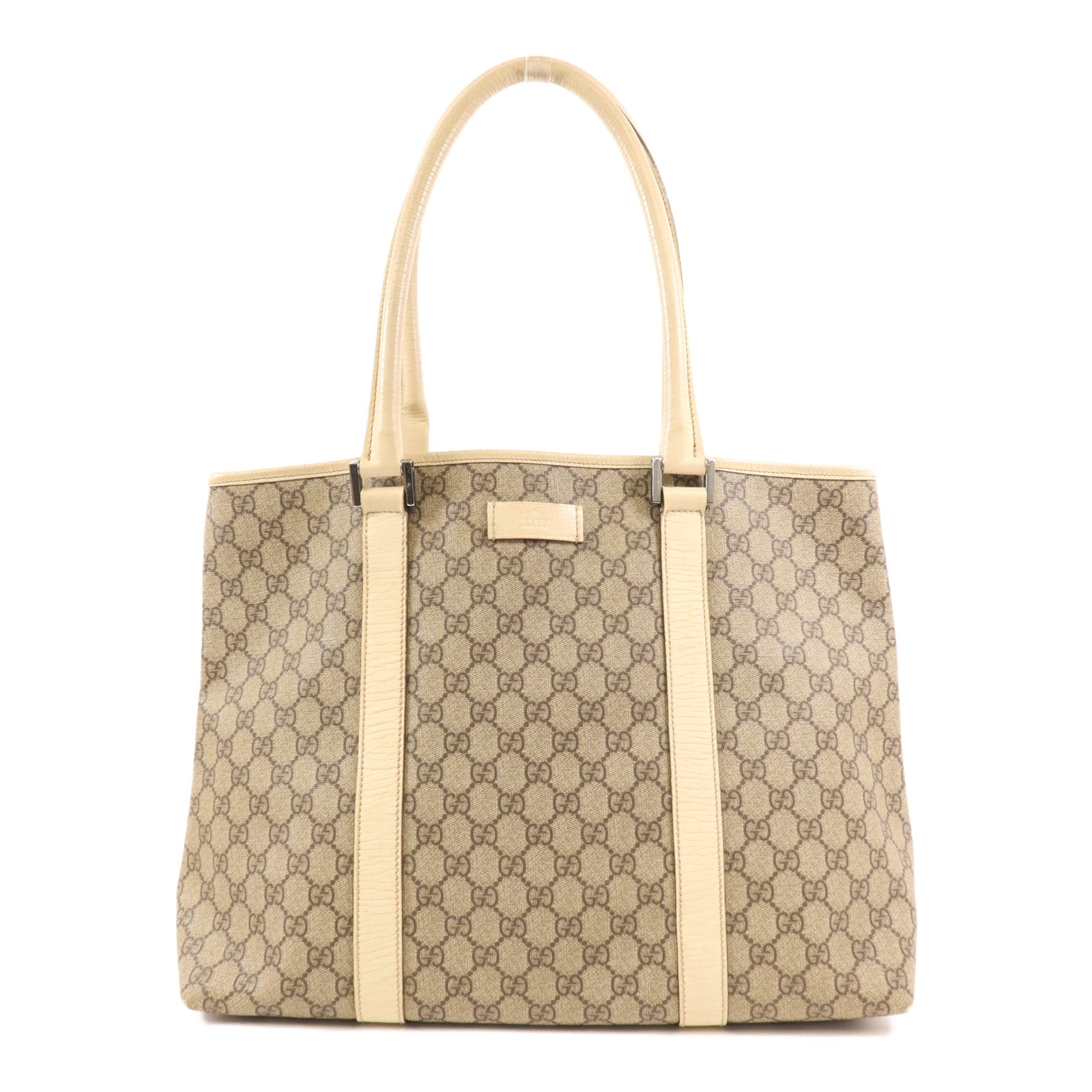 GUCCI 塗層帆布Tote Bag銀扣肩背袋