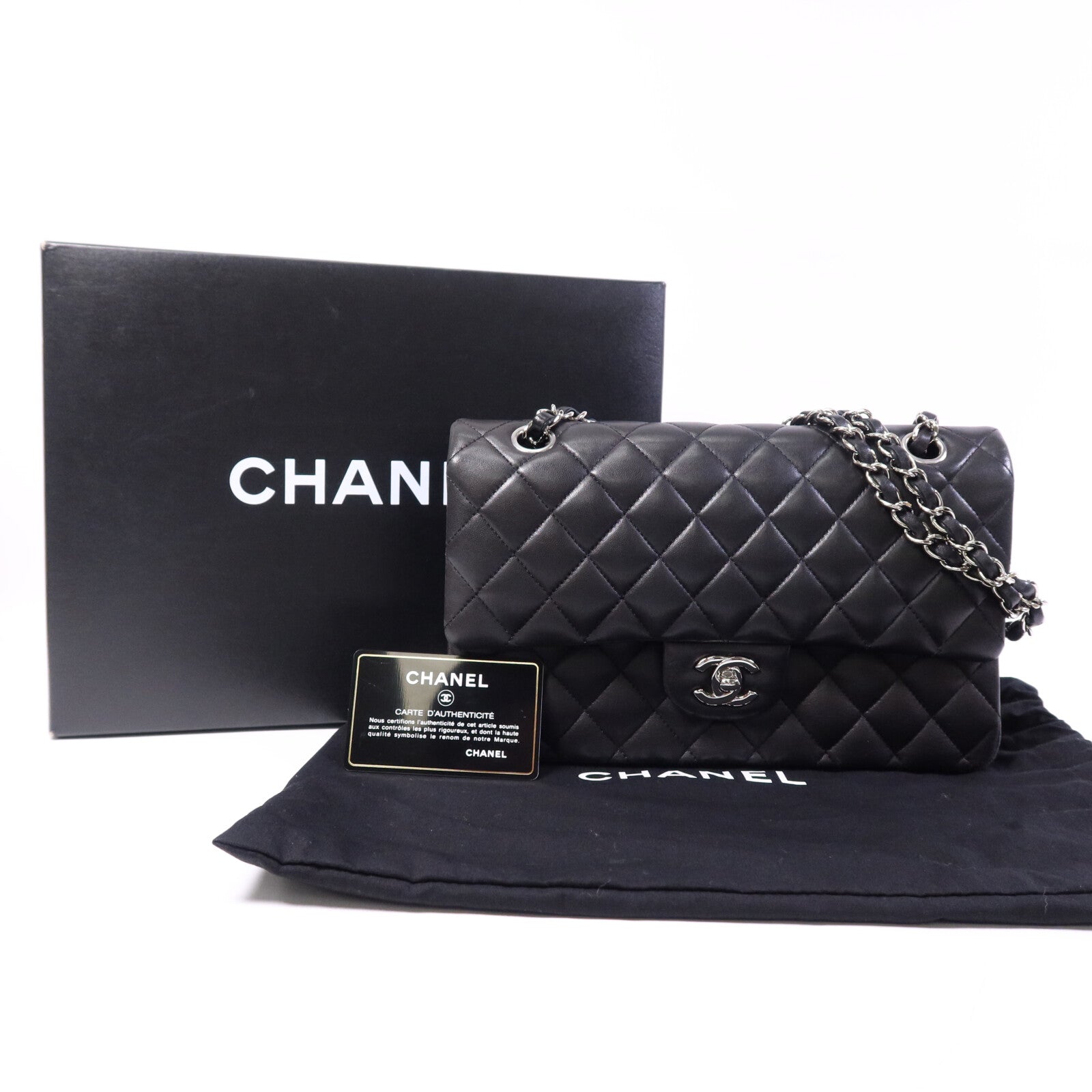CHANEL 牛皮皮革Classic 25銀扣鏈帶肩背袋