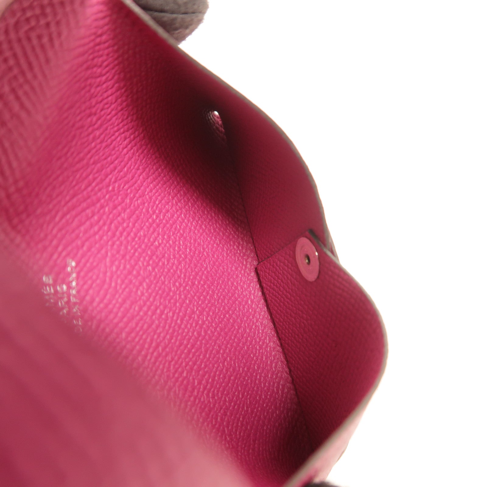 HERMES Epsom皮革Calvi卡片套Rose Pourpre