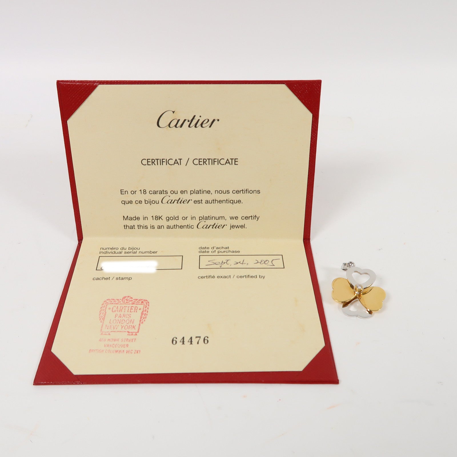 CARTIER 【激減優惠】18K白金/18K玫瑰金Four Leaf Clover掛飾