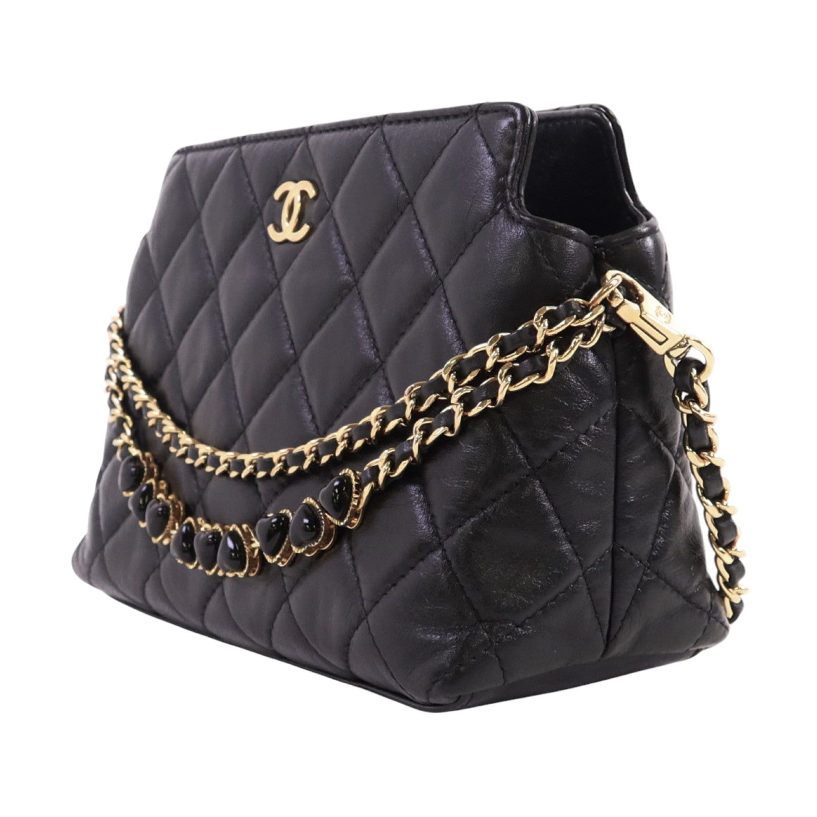 CHANEL 【激減優惠】羊皮皮革Chain Shoulder金扣鏈帶肩背袋