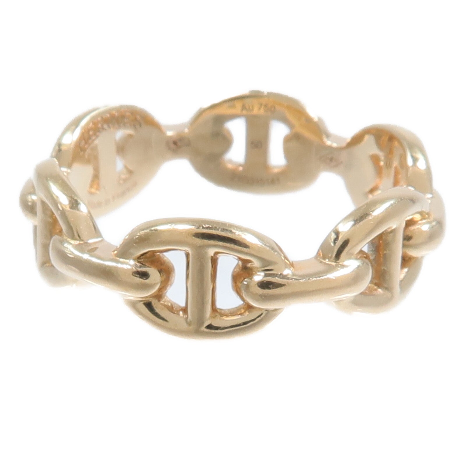 HERMES 18K玫瑰金Chaine d'ancre Enchainee Ring戒指