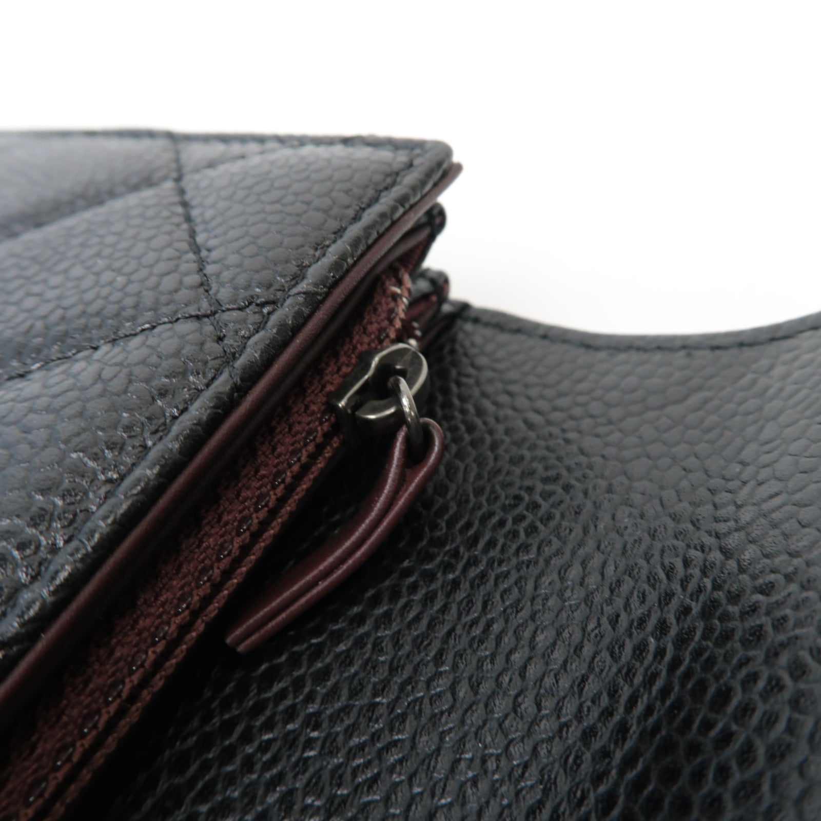 CHANEL Caviar皮革Classic Long Wallet銀扣長錢包黒色