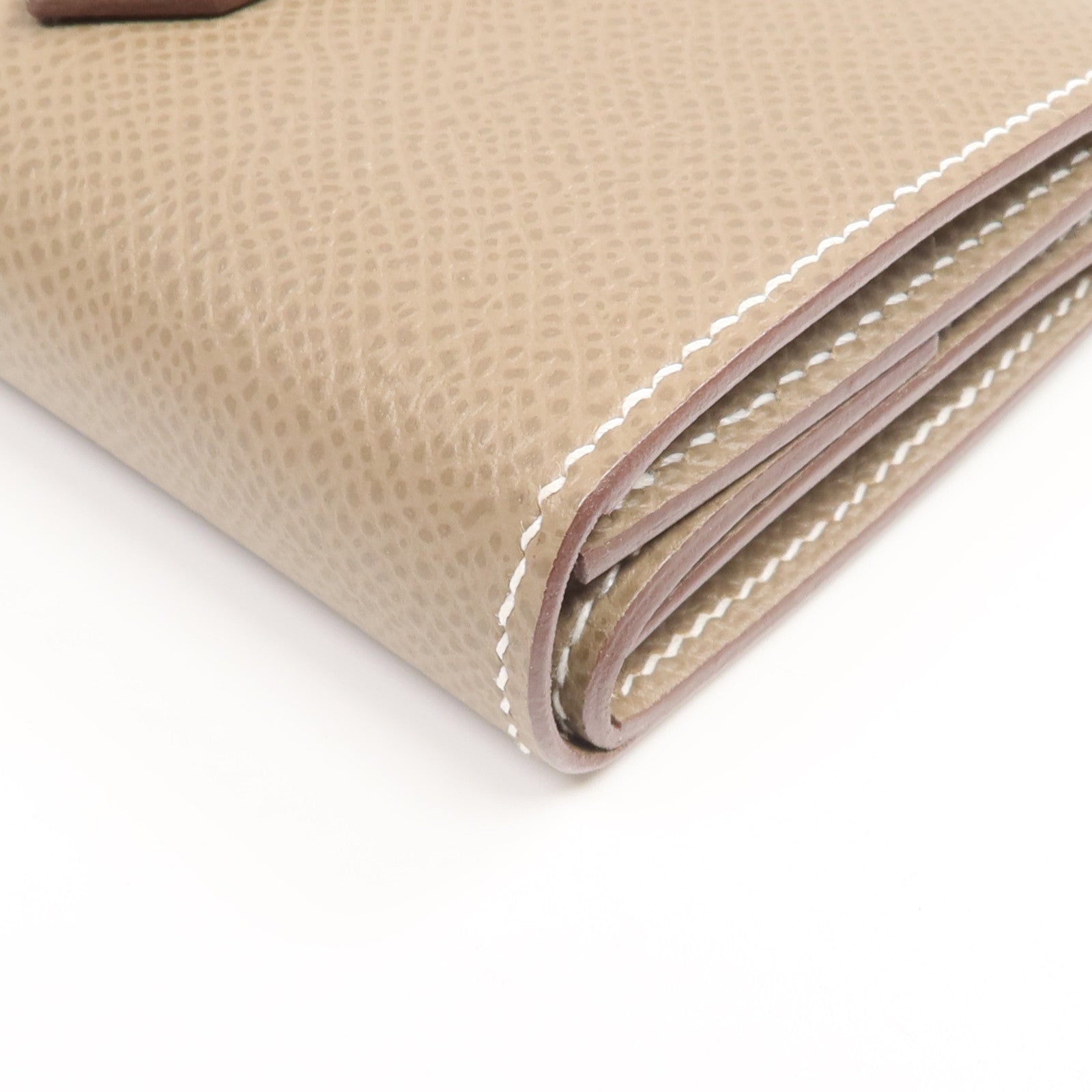HERMES 【激減優惠】Epsom皮革Bearn Mini Wallet金扣錢包Etoupe
