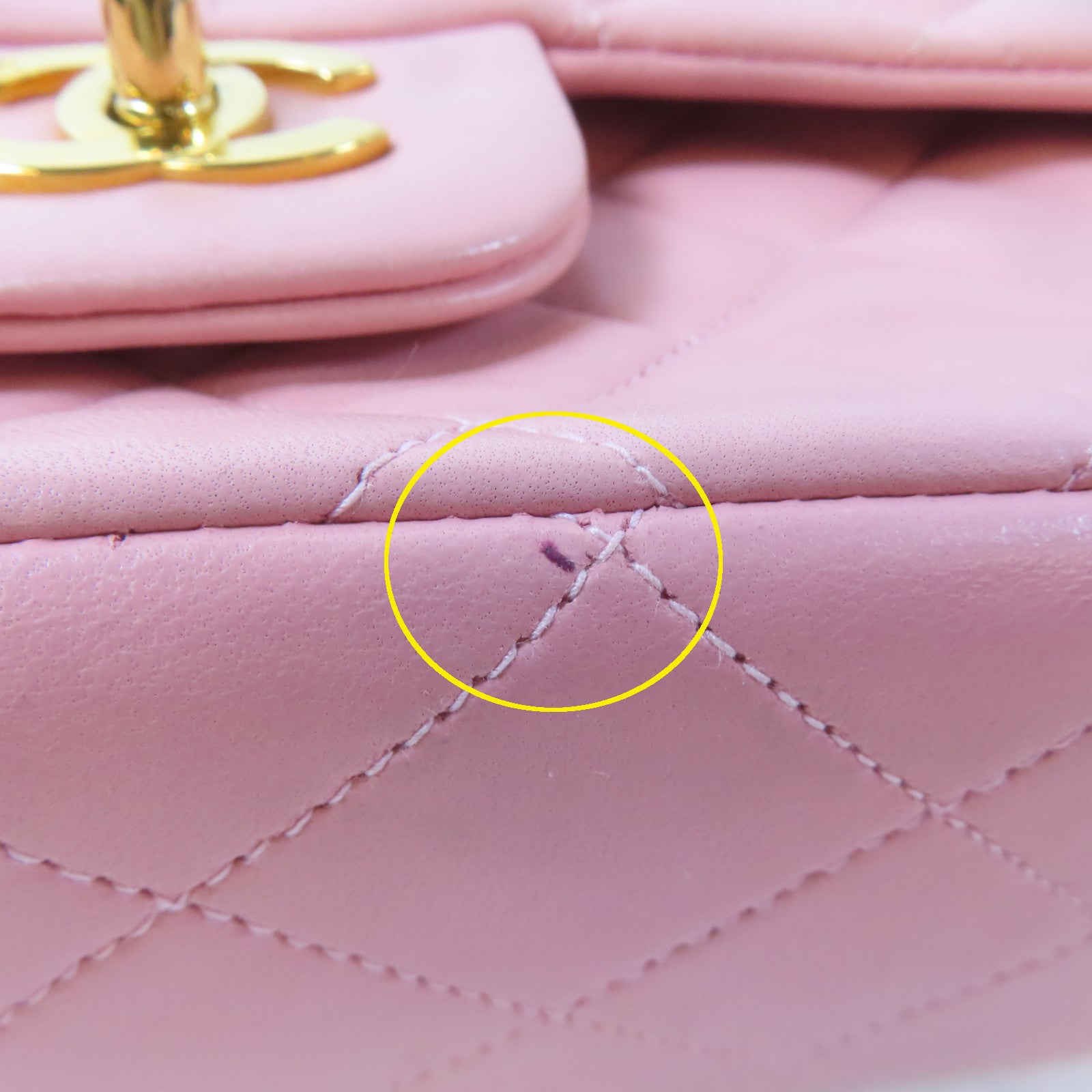 CHANEL 菱格羊皮皮革Chain Shoulder Bag金扣鏈帶肩背袋粉紅色