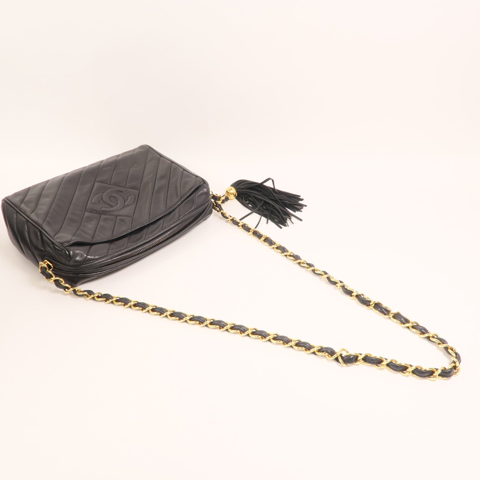 CHANEL 羊皮皮革Vintage Camera Bag金扣鏈帶肩背袋