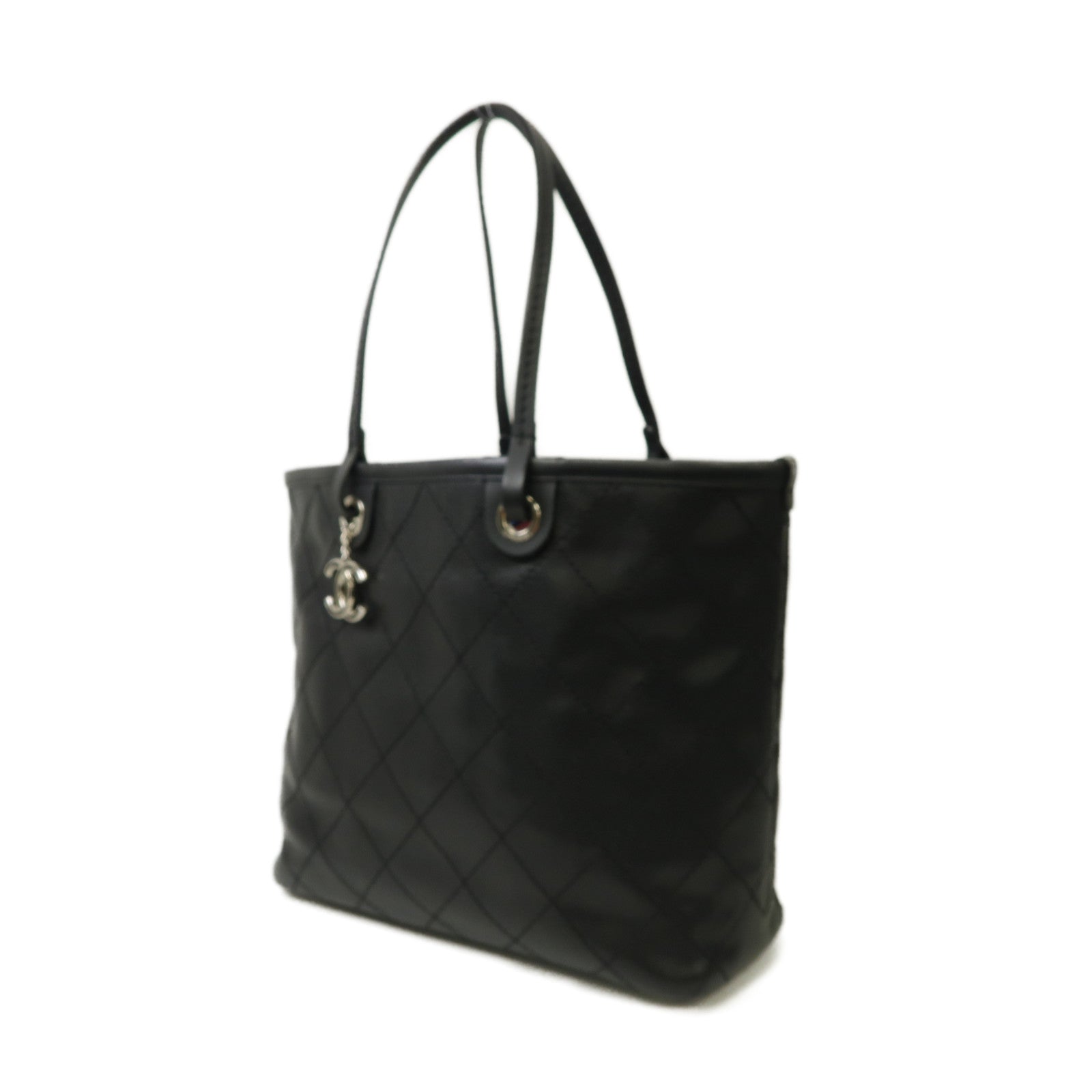 CHANEL 【激減優惠】菱格Caviar皮革Tote Bag銀扣手挽袋黒色