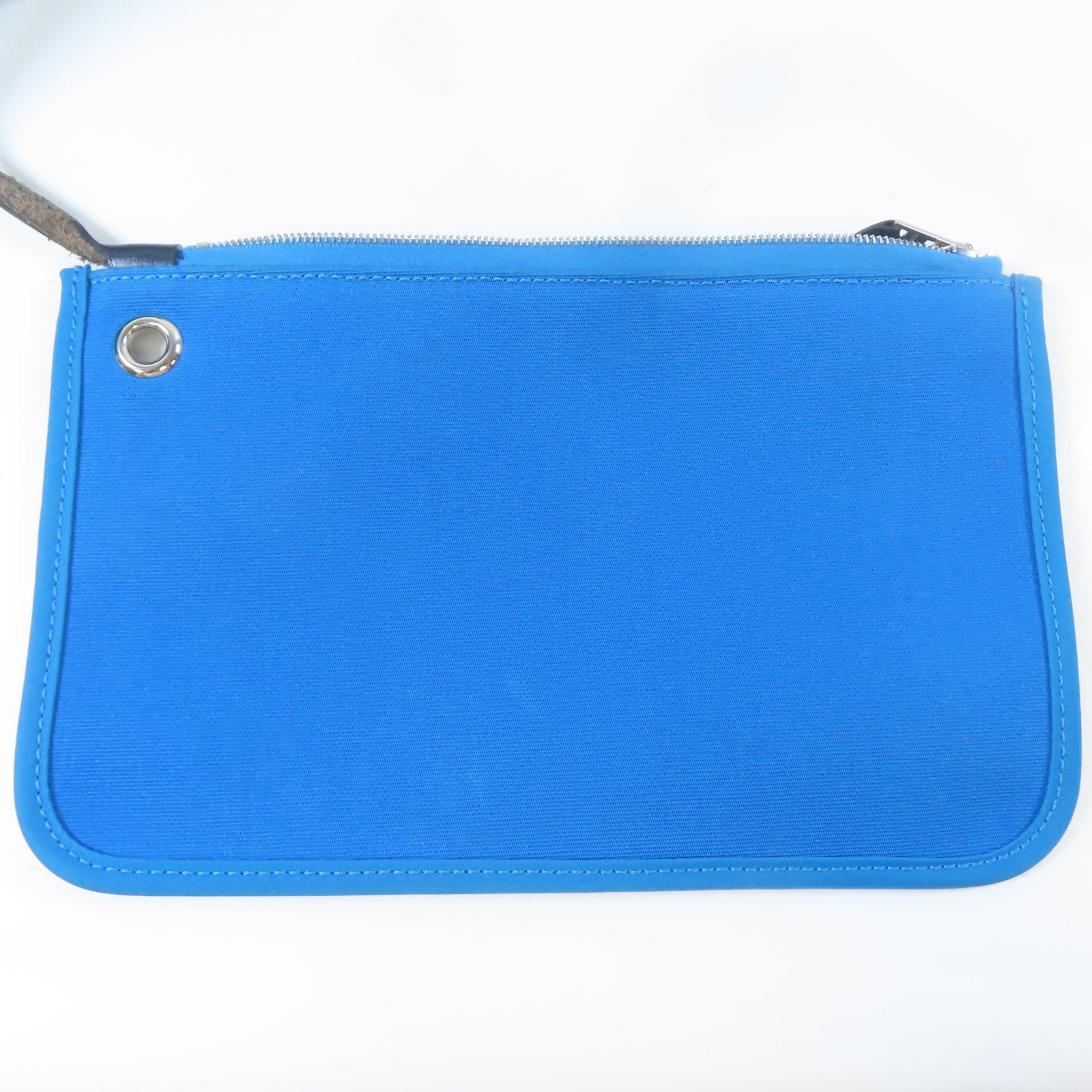 HERMES 帆布Herbag銀扣手挽肩背兩用袋藍色