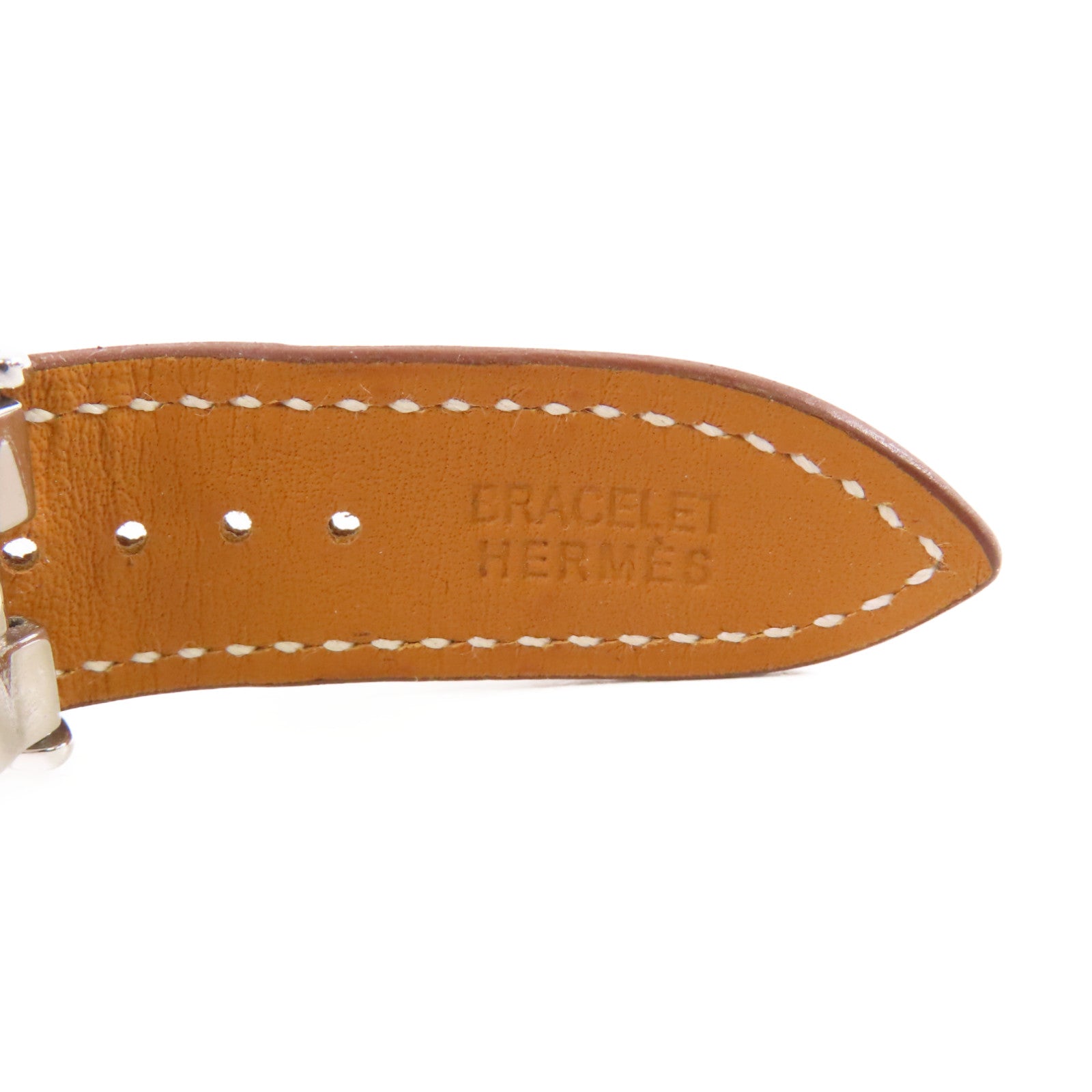 HERMES Cape Cod Watch不鏽鋼/牛皮皮革帶自動機芯手錶白色/啡色