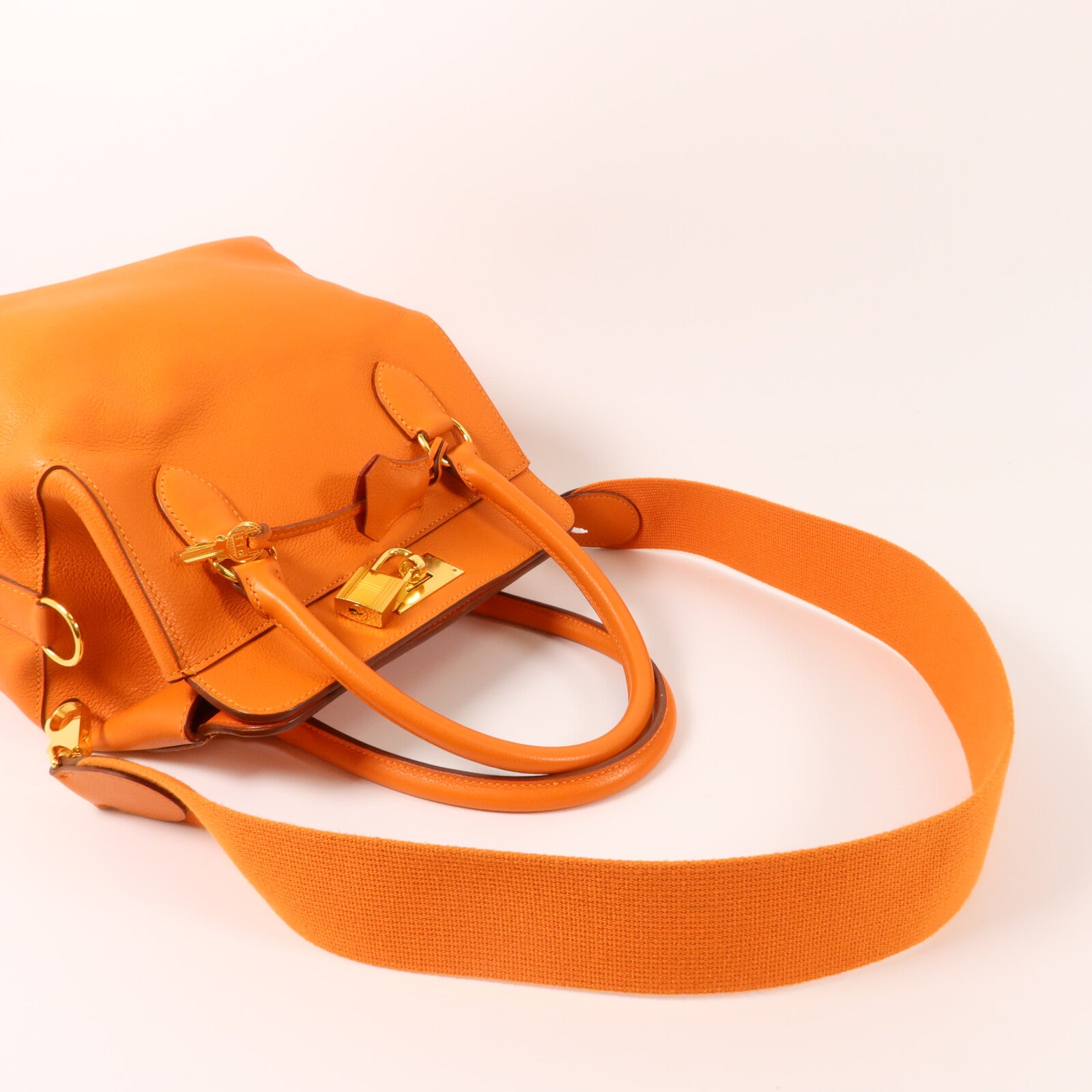 HERMES Evercolor皮革Tool Box 20手挽肩背兩用袋Orange