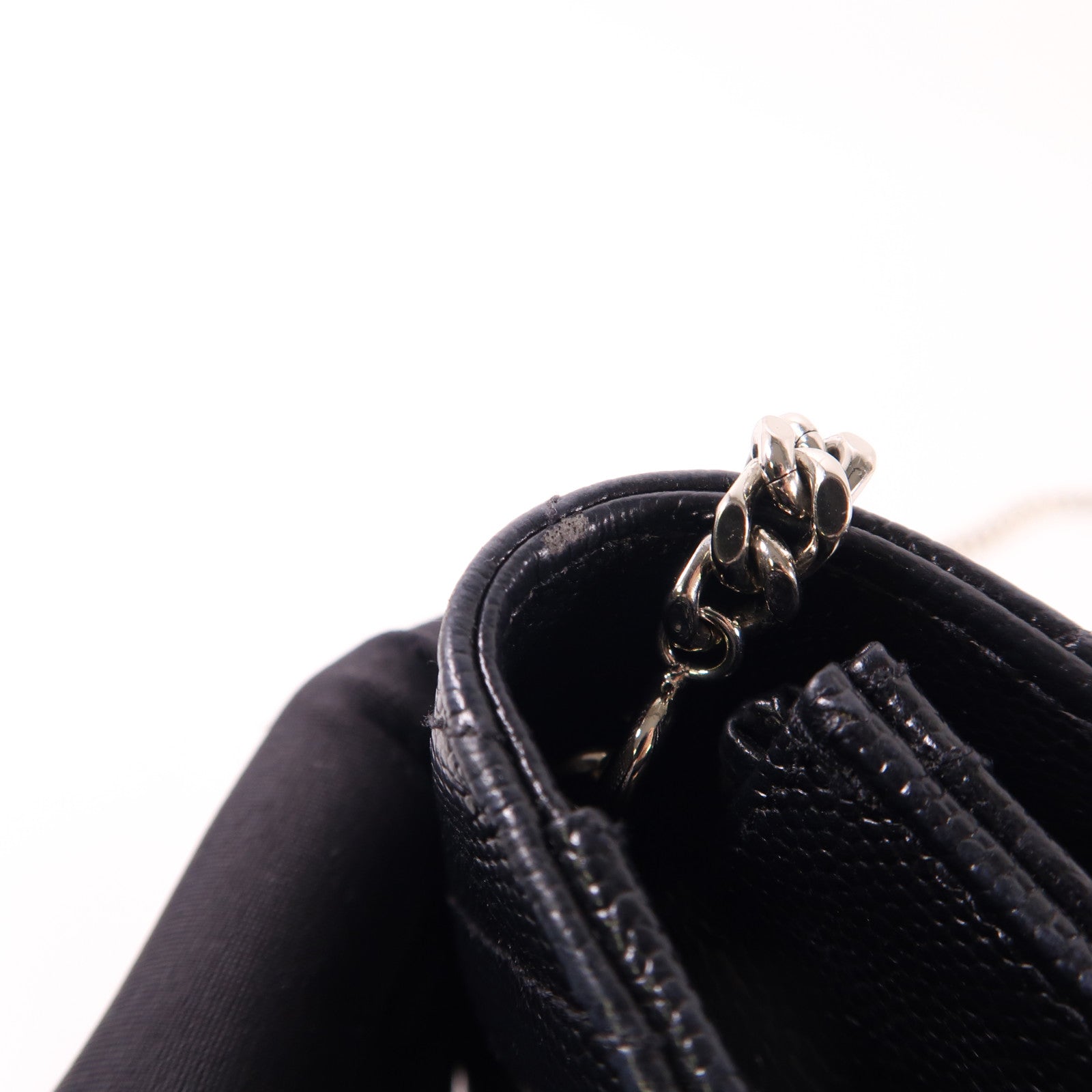 SAINT LAURENT 牛皮皮革Chain Shoulder Bag銀扣鏈帶肩背袋
