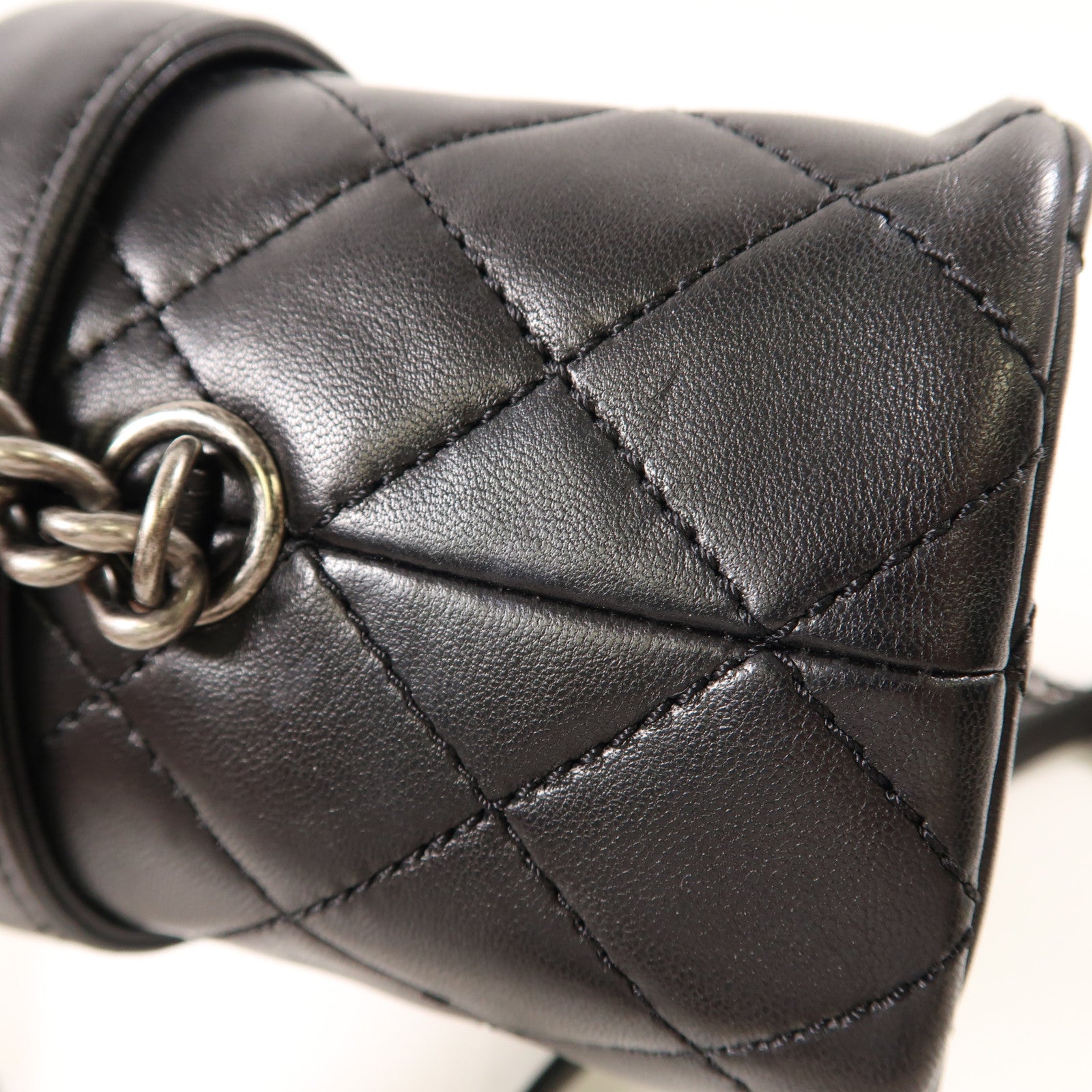 CHANEL CC Boy Vanity Case 2 Way Shoulder Bag Lambskin Leather Black