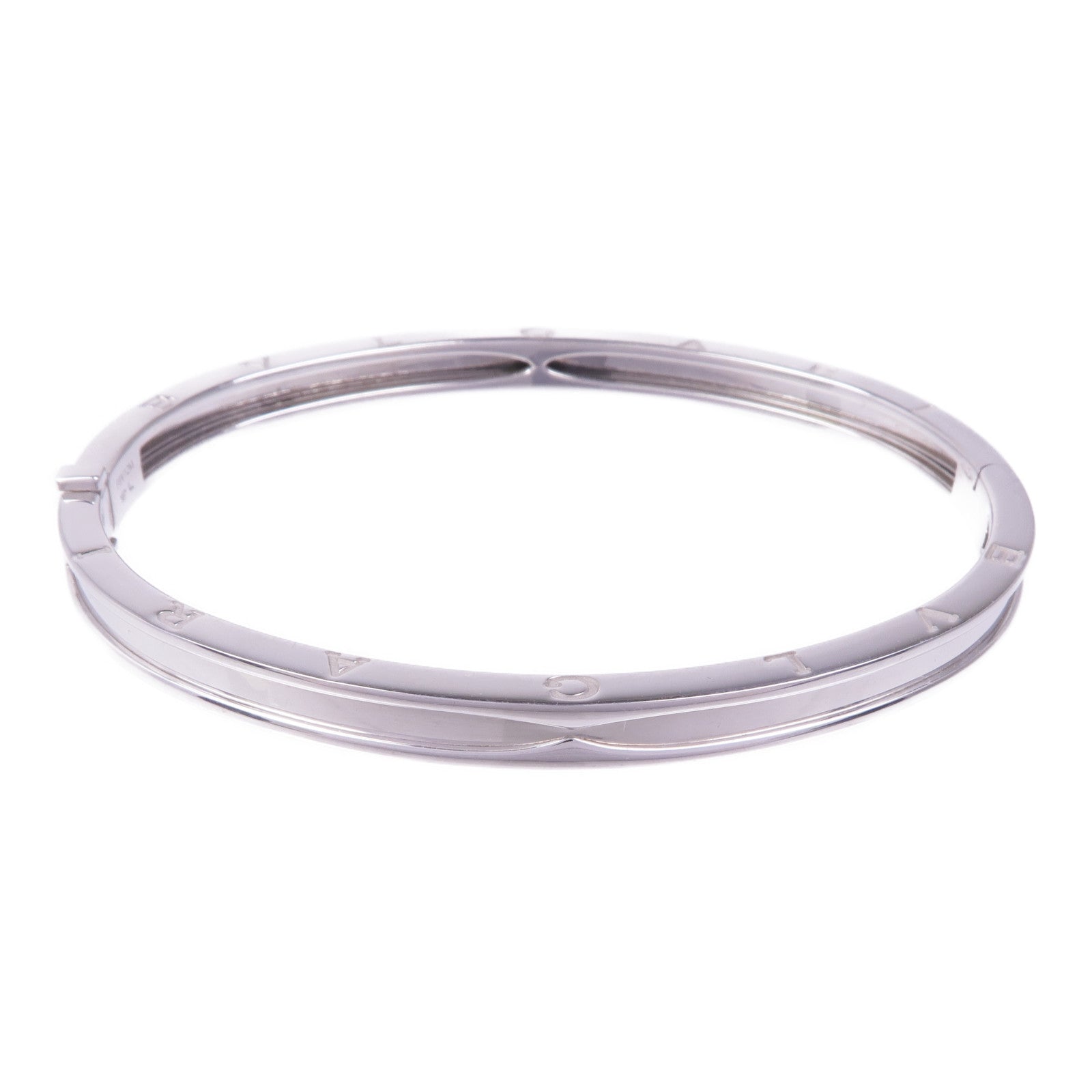 BVLGARI Interlocking Circles Cuff Bracelet Metal Leather Black