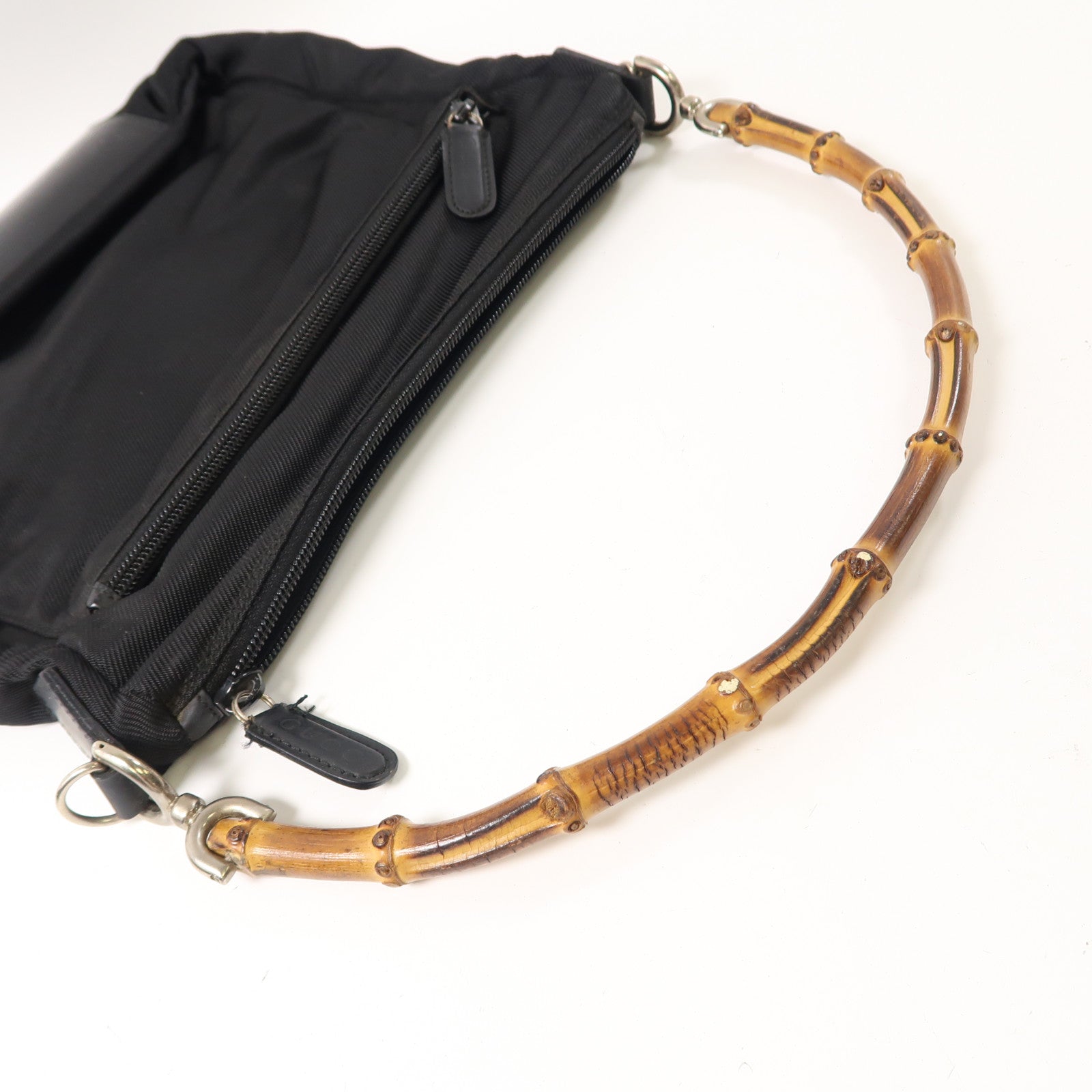 GUCCI 帆布Shoulder Bag銀扣肩背袋黑色