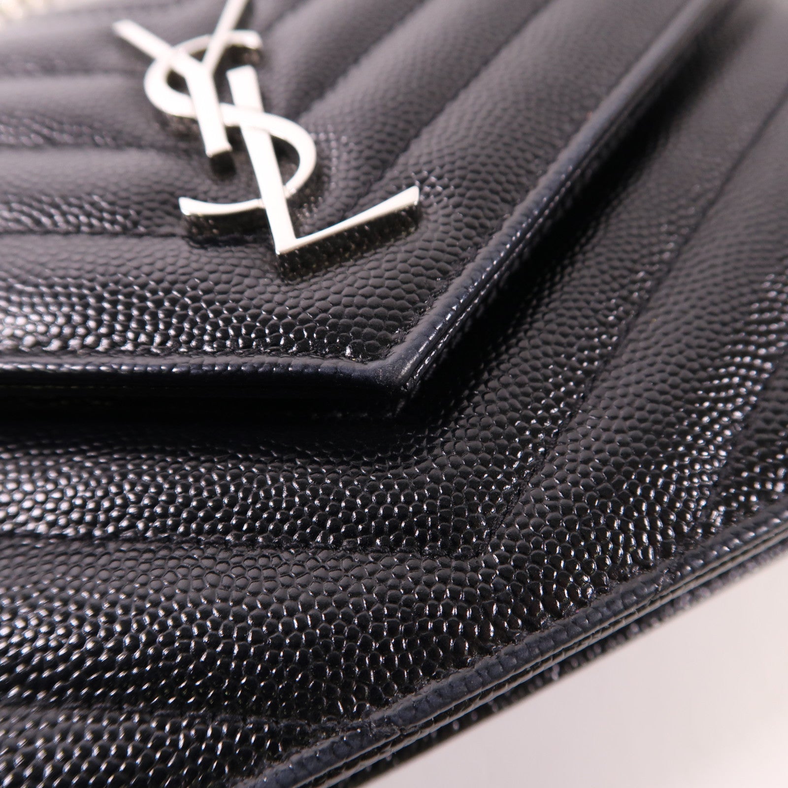 SAINT LAURENT 牛皮皮革Chain Shoulder Bag銀扣鏈帶肩背袋