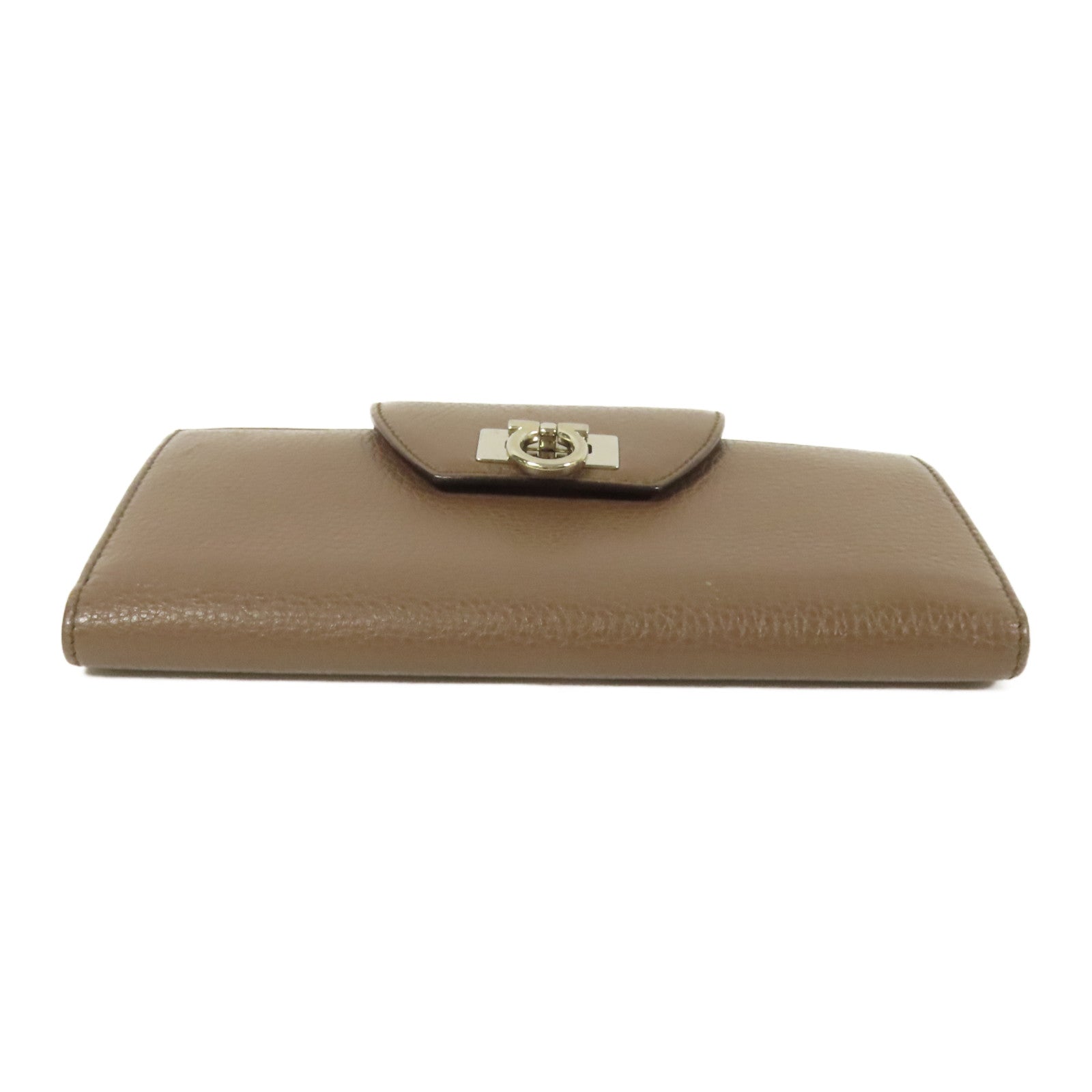 Salvatore Ferragamo 【激減優惠】牛皮皮革Long Bifold Wallet銀扣長錢包