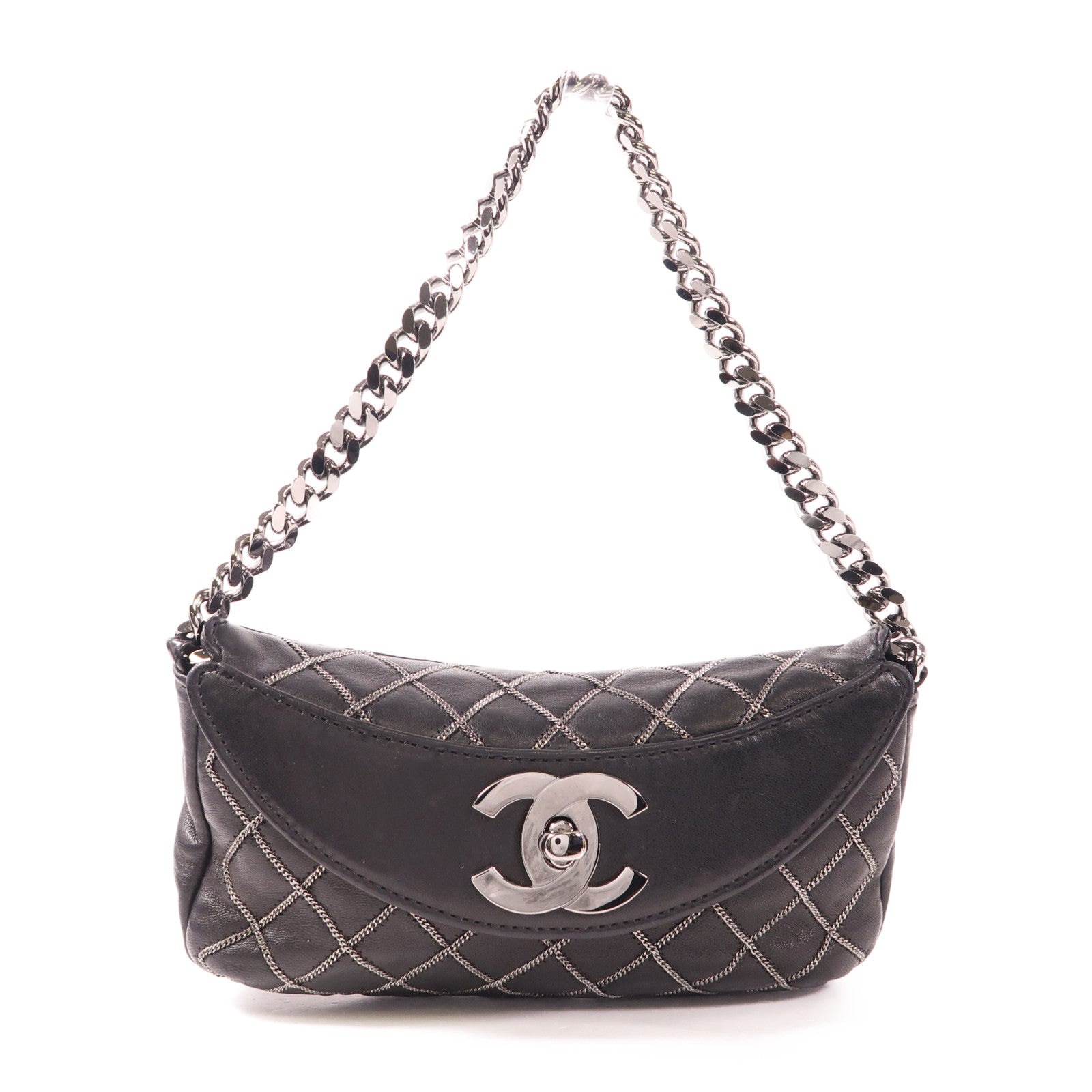 CHANEL 羊皮皮革Chain Stitch Clutch鏈帶肩背袋
