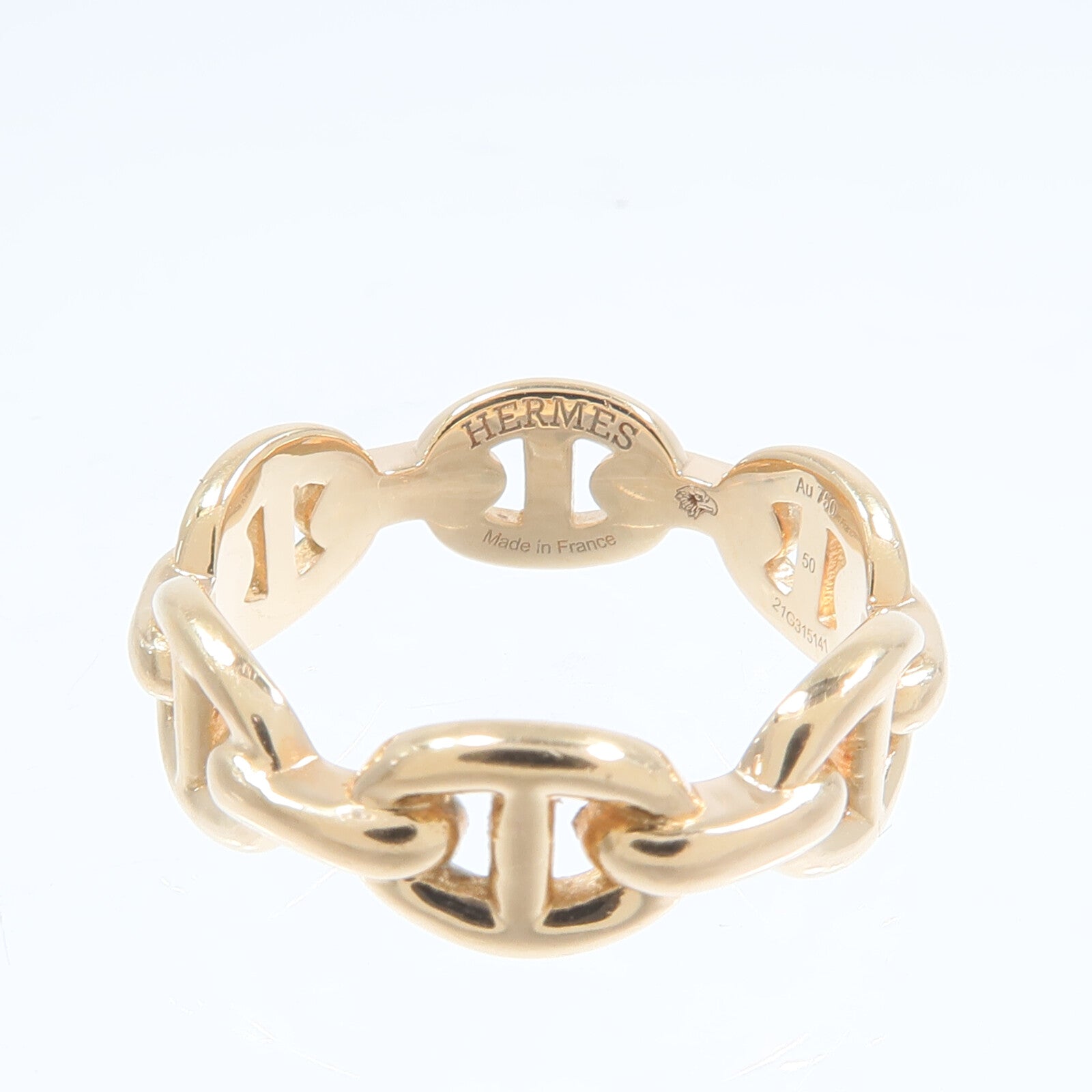 HERMES 18K玫瑰金Chaine d'ancre Enchainee Ring戒指