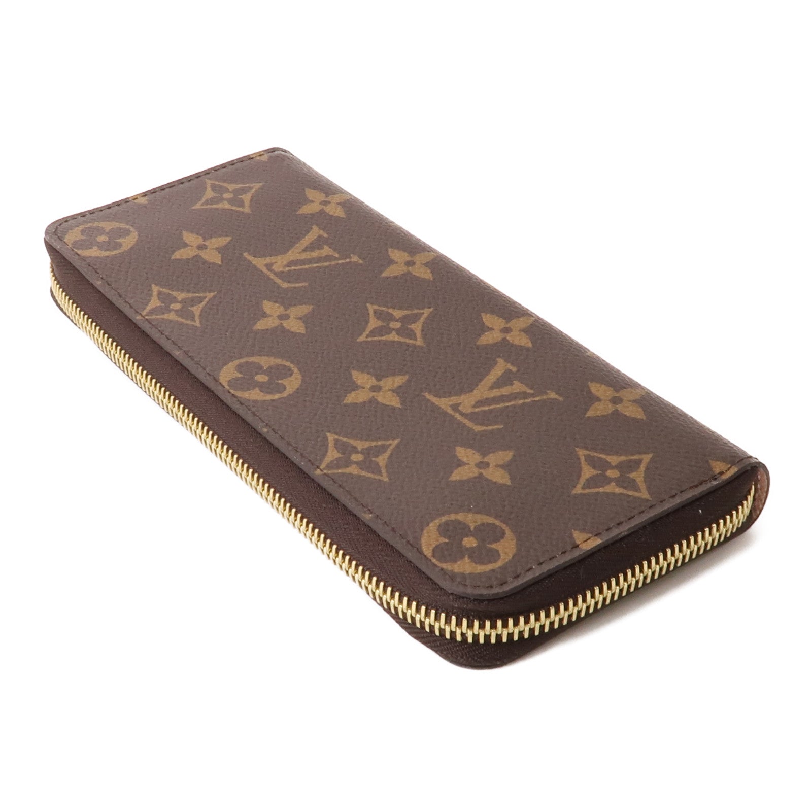 LOUIS VUITTON Monogram Clemence金扣長錢包棕色