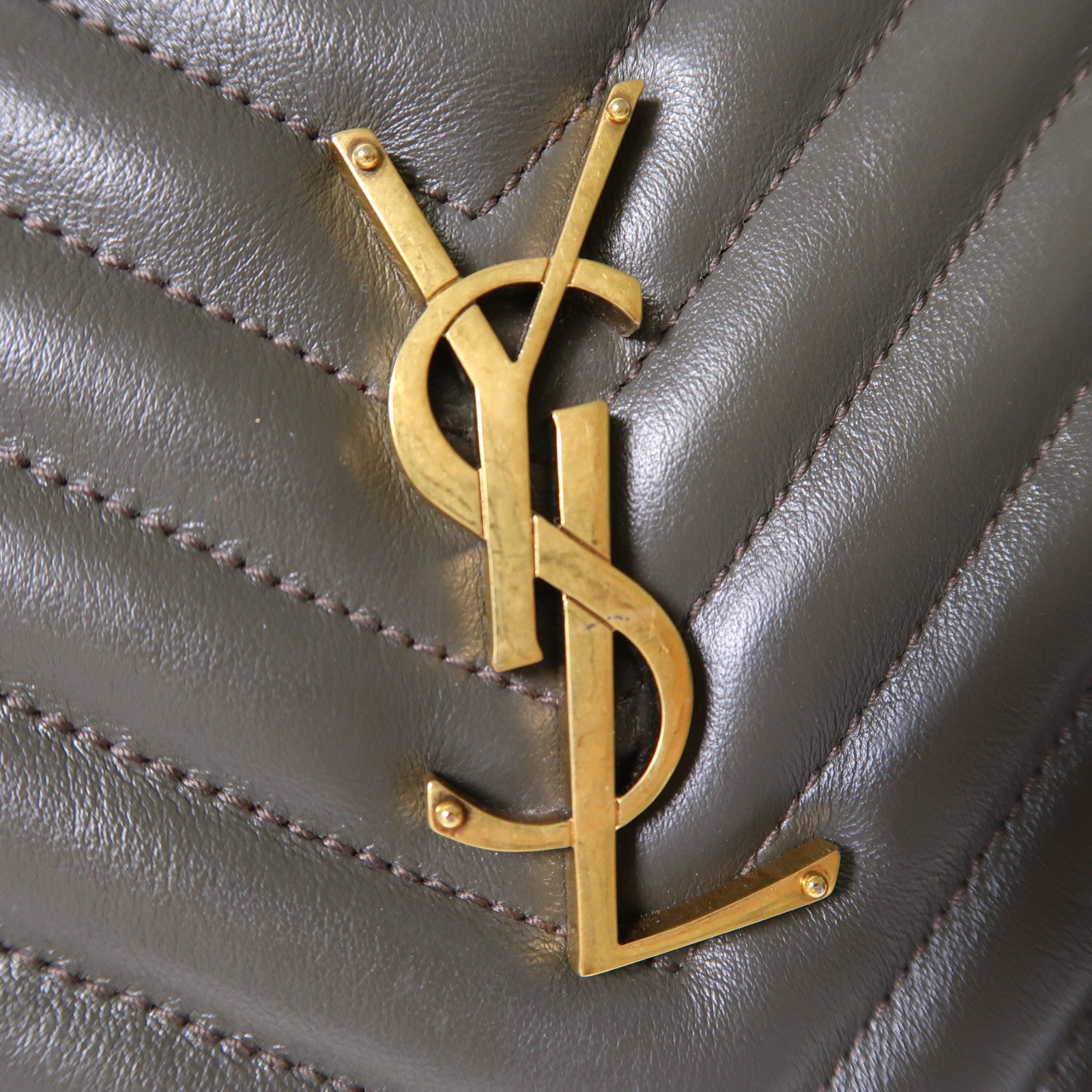 SAINT LAURENT 牛皮皮革Shoulder Bag金扣肩背袋深綠色