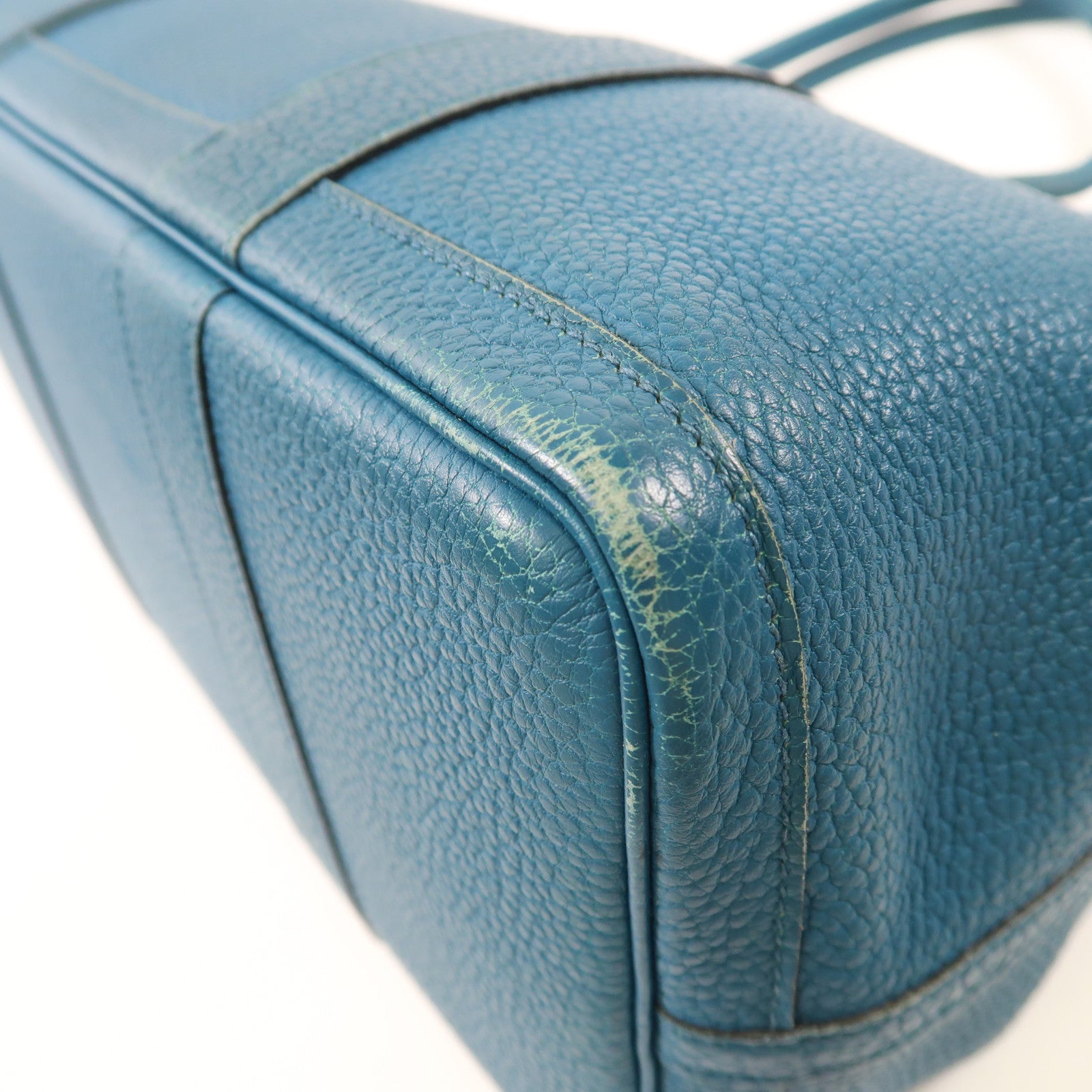 HERMES【激減優惠】 Negonda皮革Garden Party PM銀扣手挽袋Cobalt