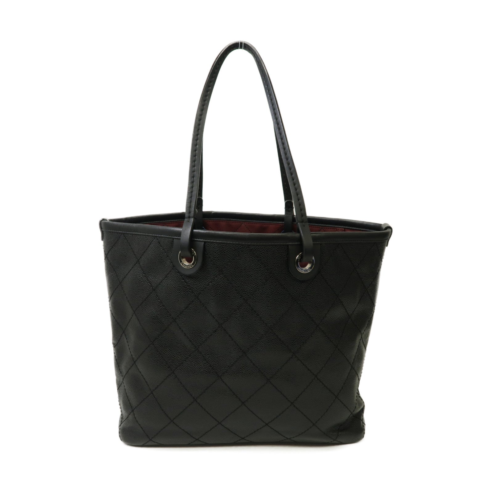 CHANEL 【激減優惠】菱格Caviar皮革Tote Bag銀扣手挽袋黒色