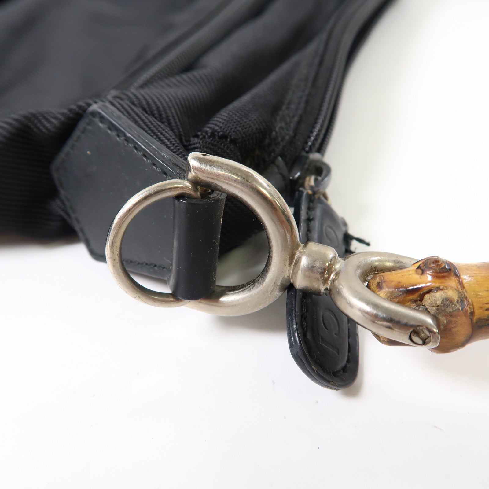 GUCCI 帆布Shoulder Bag銀扣肩背袋黑色