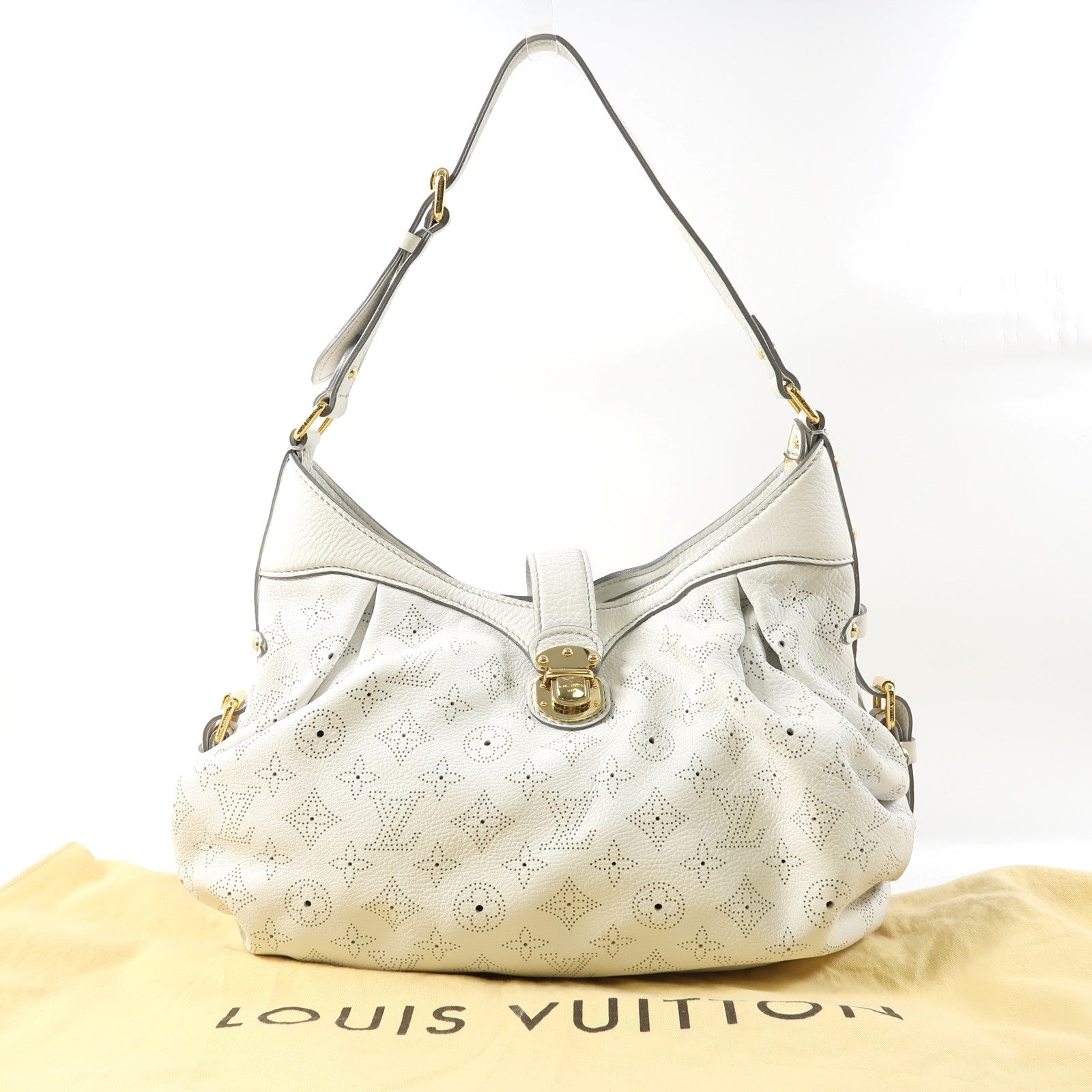 LOUIS VUITTON Mahina XS Shoulder Bag金扣肩背袋白色