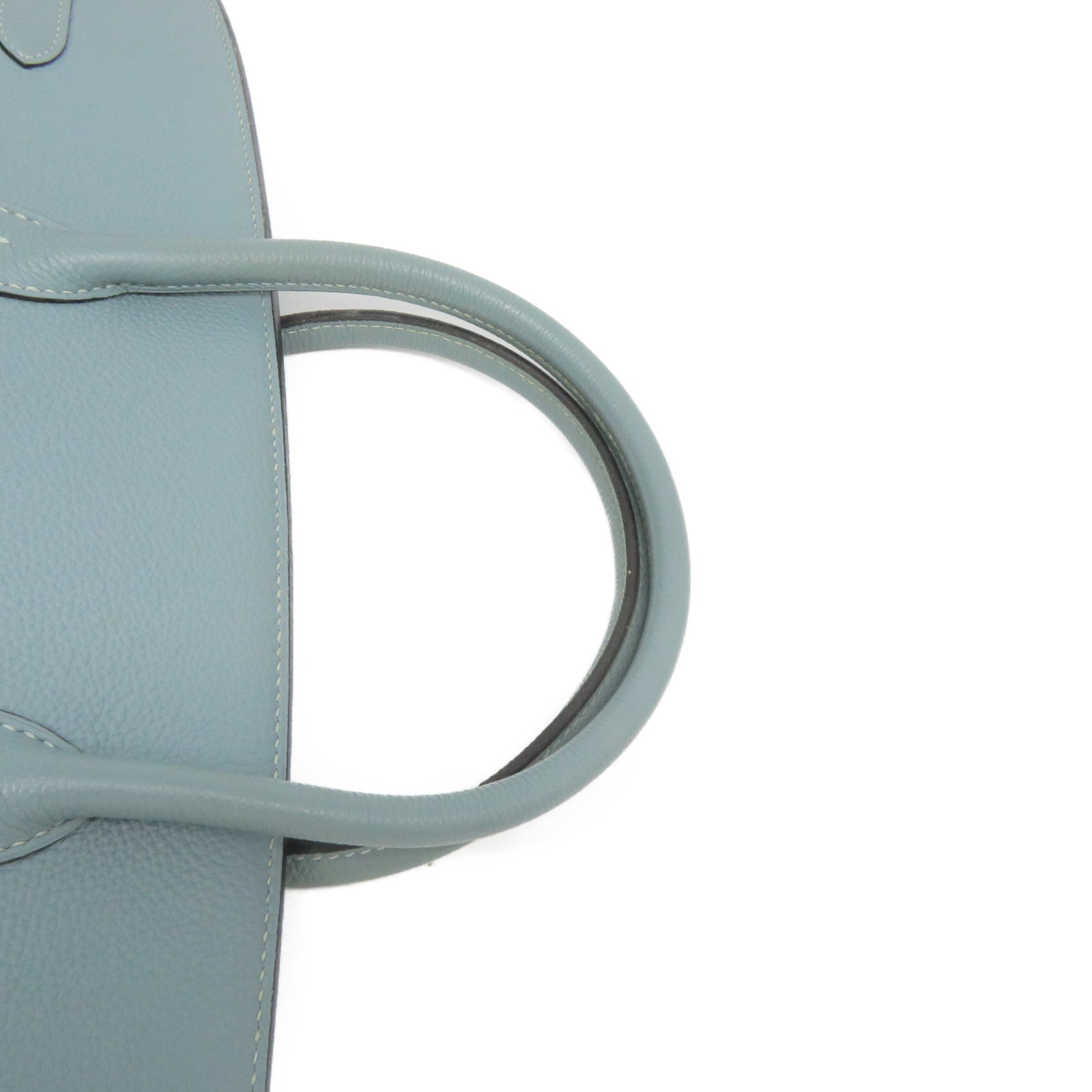 HERMES [Sharp Discount] Clemence Leather Birkin 40 Silver Buckle Hand Bag Gray Blue/Blue Ciel/7G