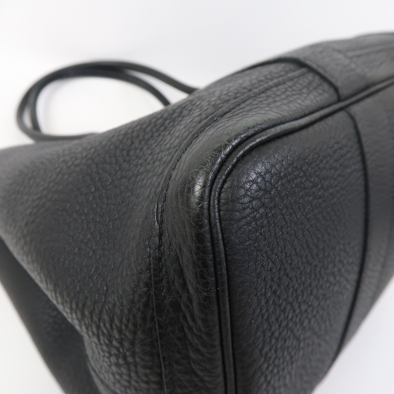 HERMES Negonda皮革Garden Party PM銀扣手挽袋黑色