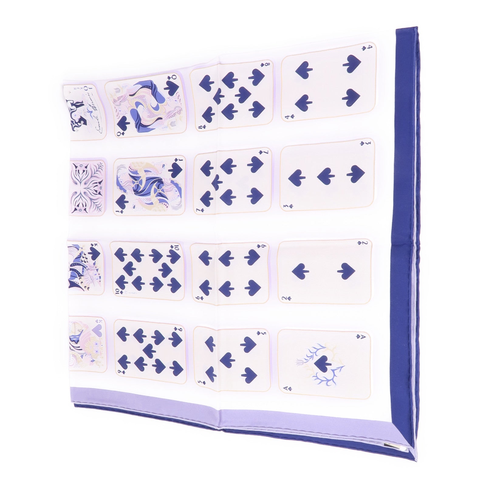 HERMES Scarf Scarves 003169S Silk Purple Blue White